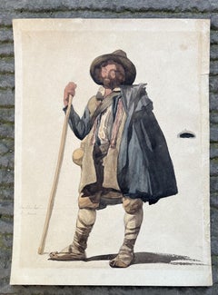 Paysan italien en costume de Ciociaro, avec inscription en français, 19e s.