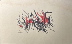 Anja Decker, peinture abstraite informelle sur papier, Munich, fin des années 1950