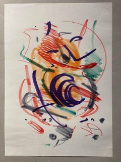 Anja Decker, peinture abstraite informelle sur papier, Munich, fin des années 1950