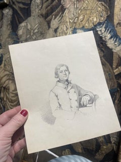 Portrait of a young man with stock tie, graphite, Restoration period, 19th