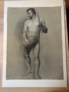Academic Study of a Male Nude with Moustache and Staff, Florentine School
