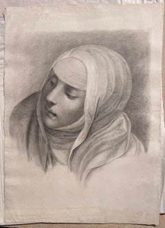 Estudio académico de una cabeza de monja, escuela florentina, finales del siglo XVIII