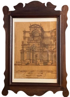 Architectural Drawing: Monumental Façade with Statues and Obelisks, circa 1760
