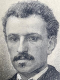 Drawing, Portrait of a Man with Moustache and Bow Tie, Luigi Guglielmino Atelier