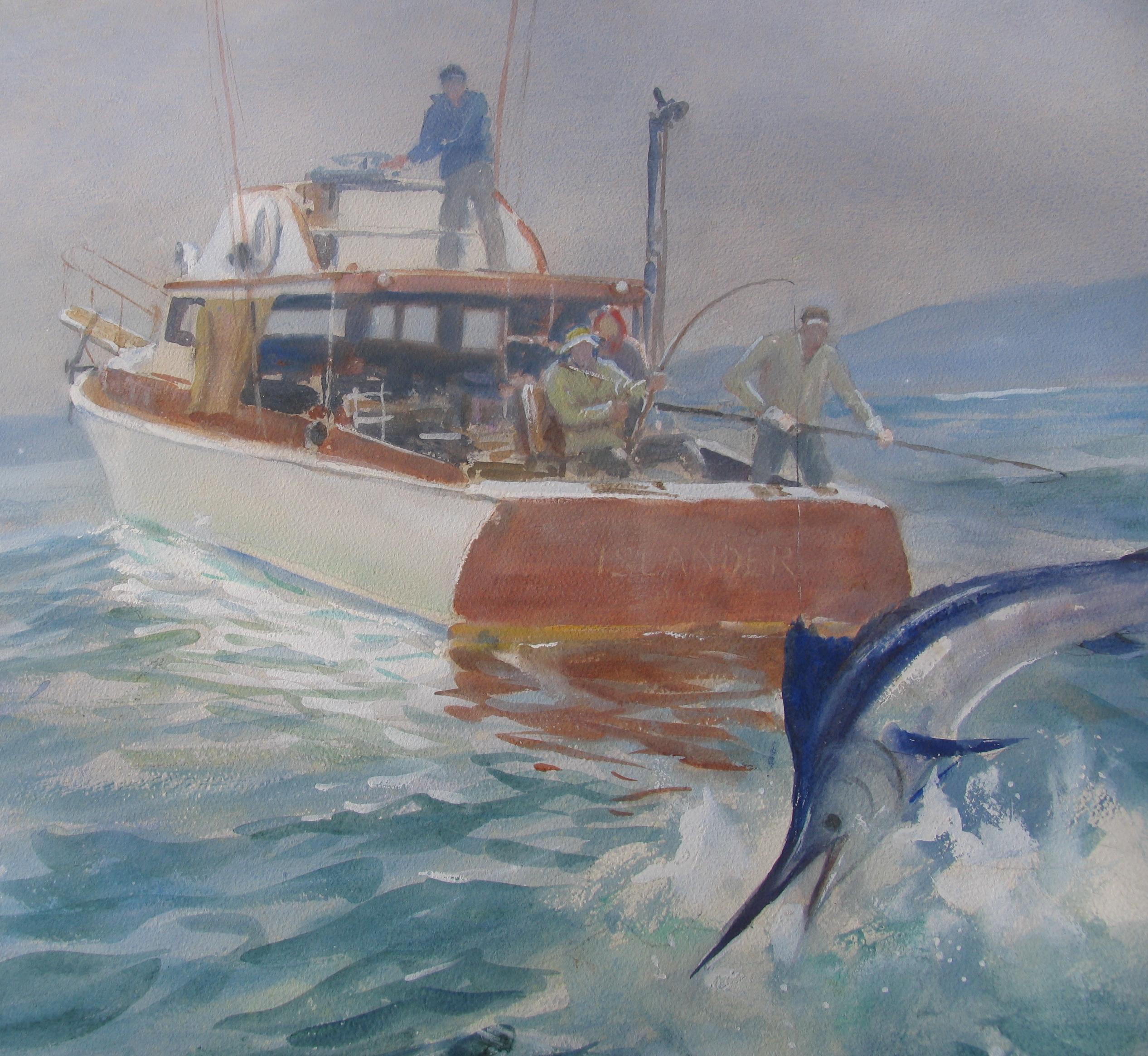 Leaping Marlin (with fisherman on the boat Islander) by John Whorf For Sale 3
