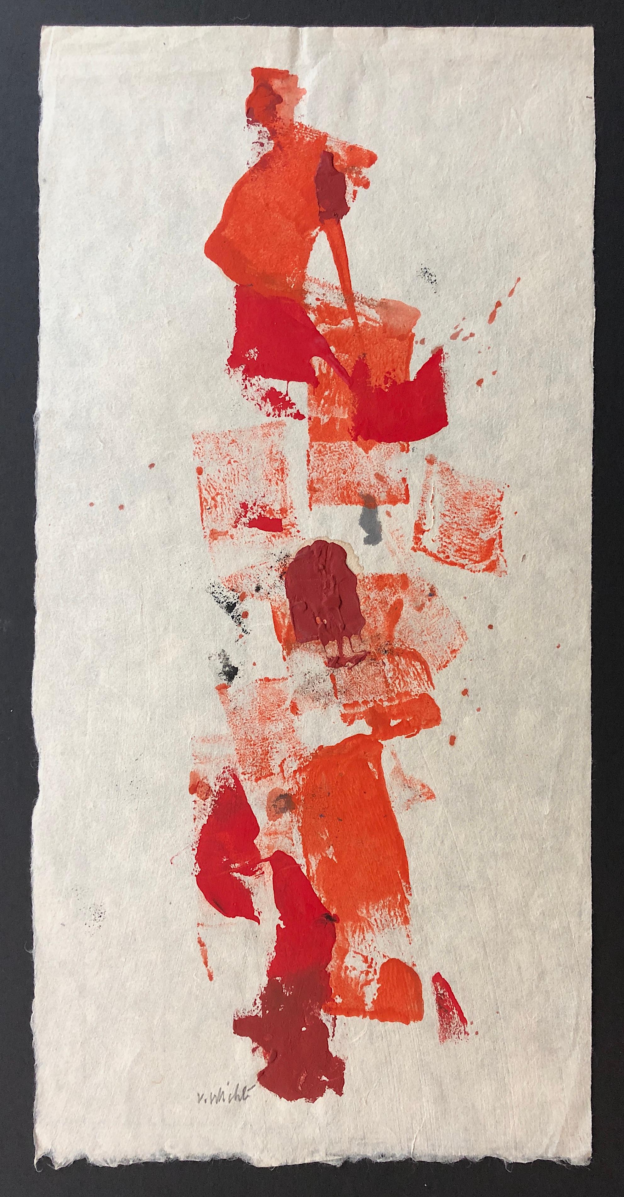 Untitled-009 Abstraction in Reds mixed media painting by John Von Wicht - Art by John von Wicht
