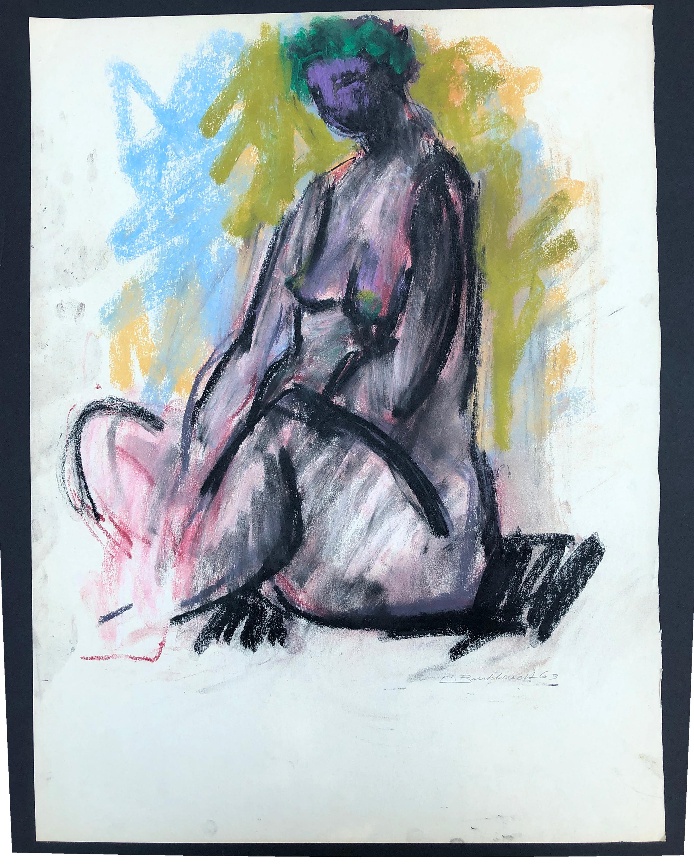 Untitled-042 pastel on paper by Hans Burkhardt For Sale 1