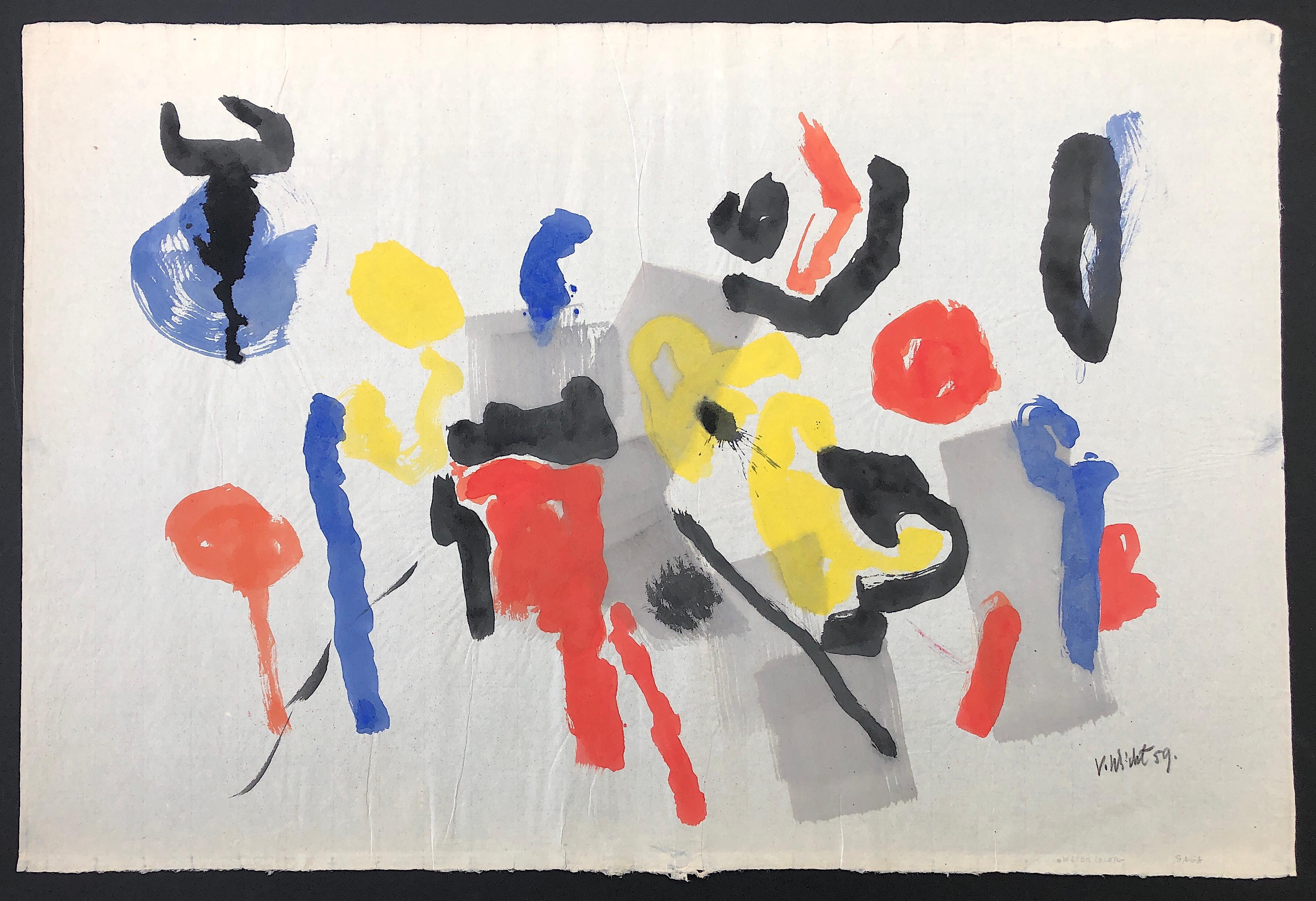 Untitled-113 mixed media abstraction on paper by John Von Wicht - Art by John von Wicht