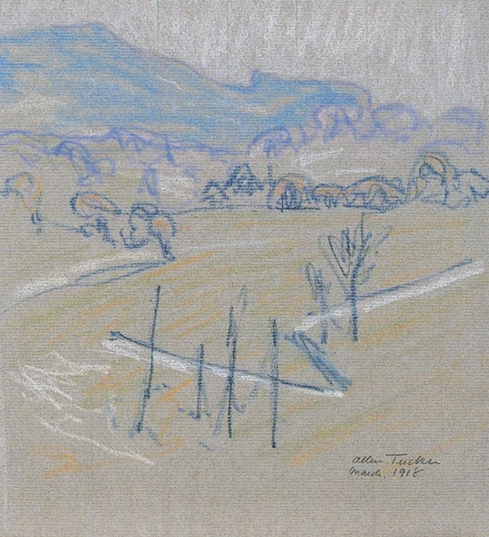 Hillside pastel by Allen Tucker For Sale 1