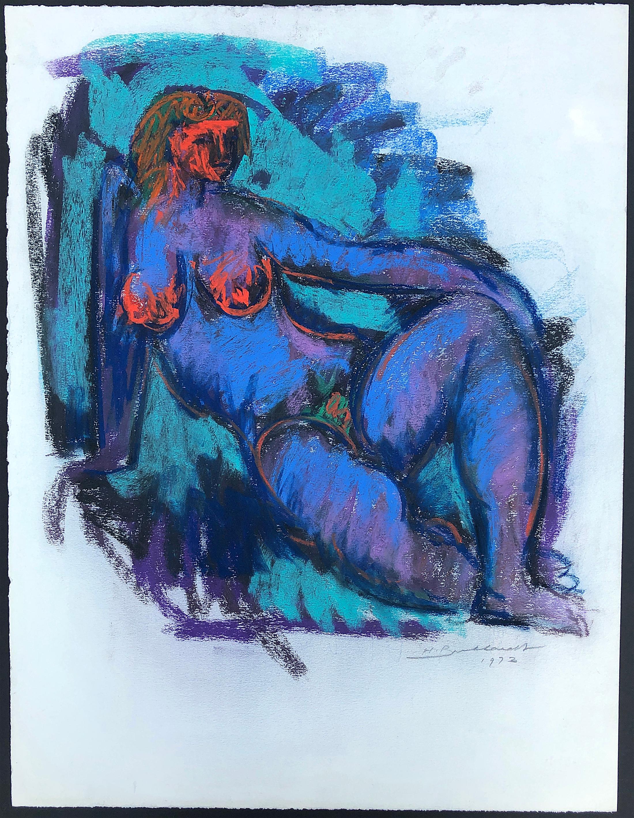 Untitled-048 nude pastel by Hans Burkhardt For Sale 1