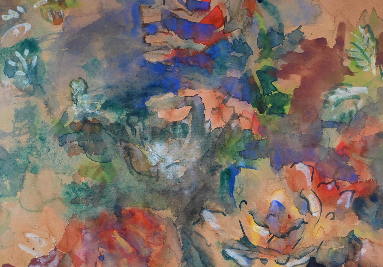 Jetée de fleurs - Brown Still-Life by Jean Dufy