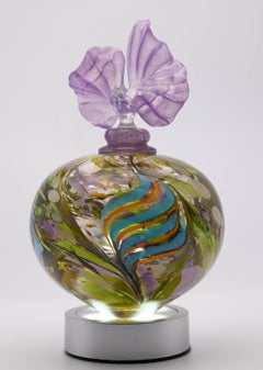 Flacon déco mauve et vert