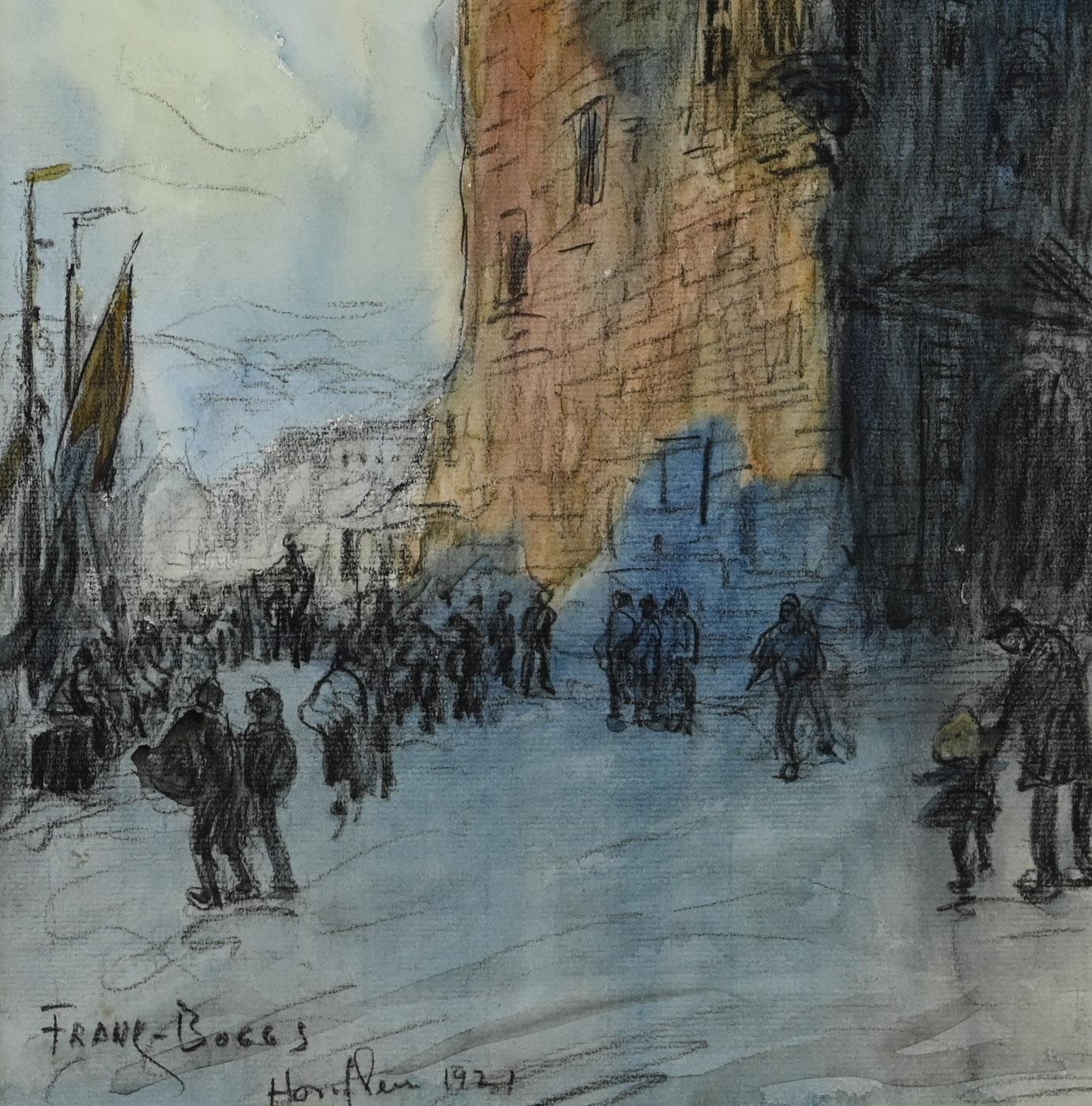 Honfleur - Landscape Art Marrone di Frank Myers Boggs