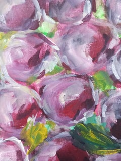 Contemporary impressionist small food oil painting on paper  "Plum fruits"