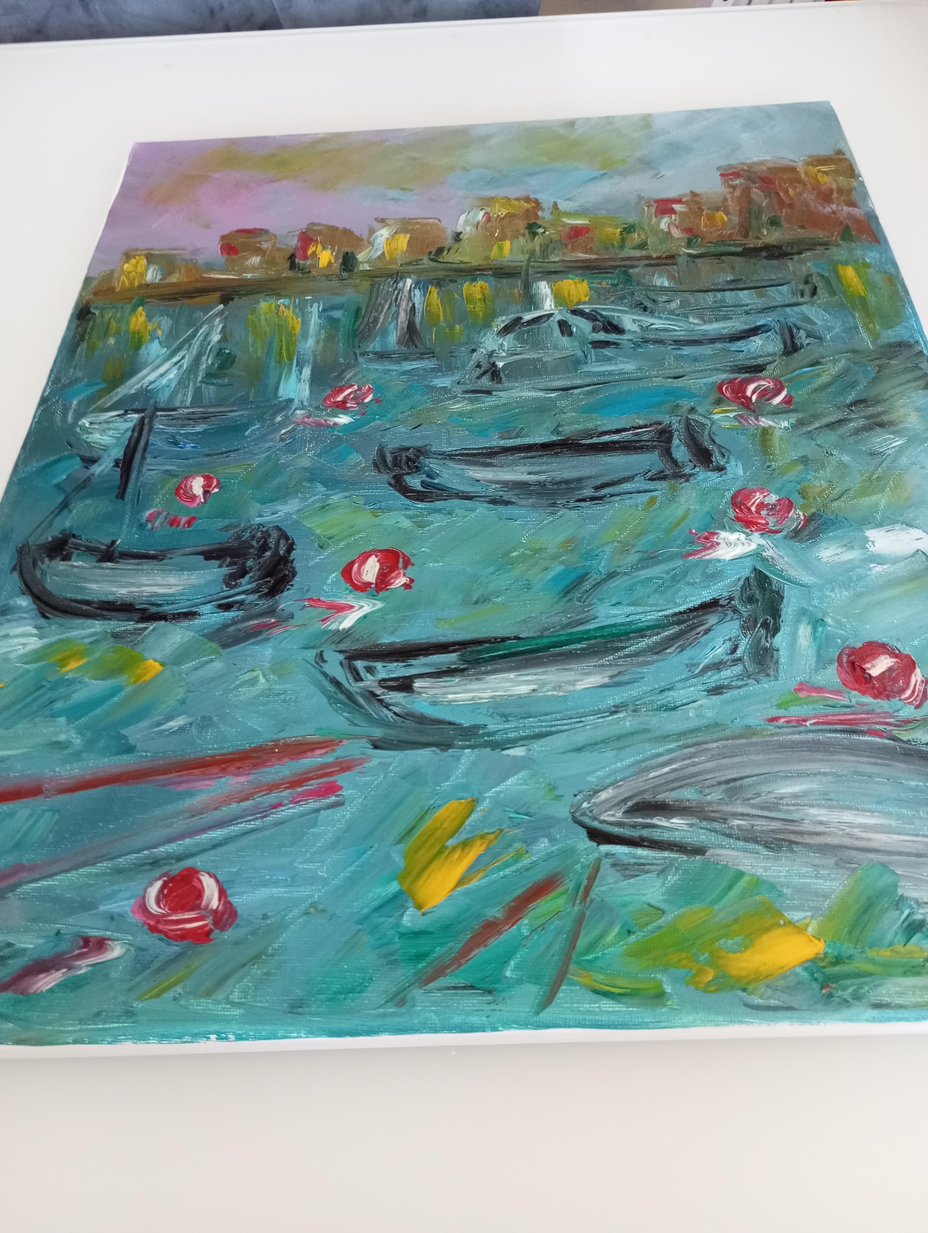Dipinto a olio impressionista sul mare 