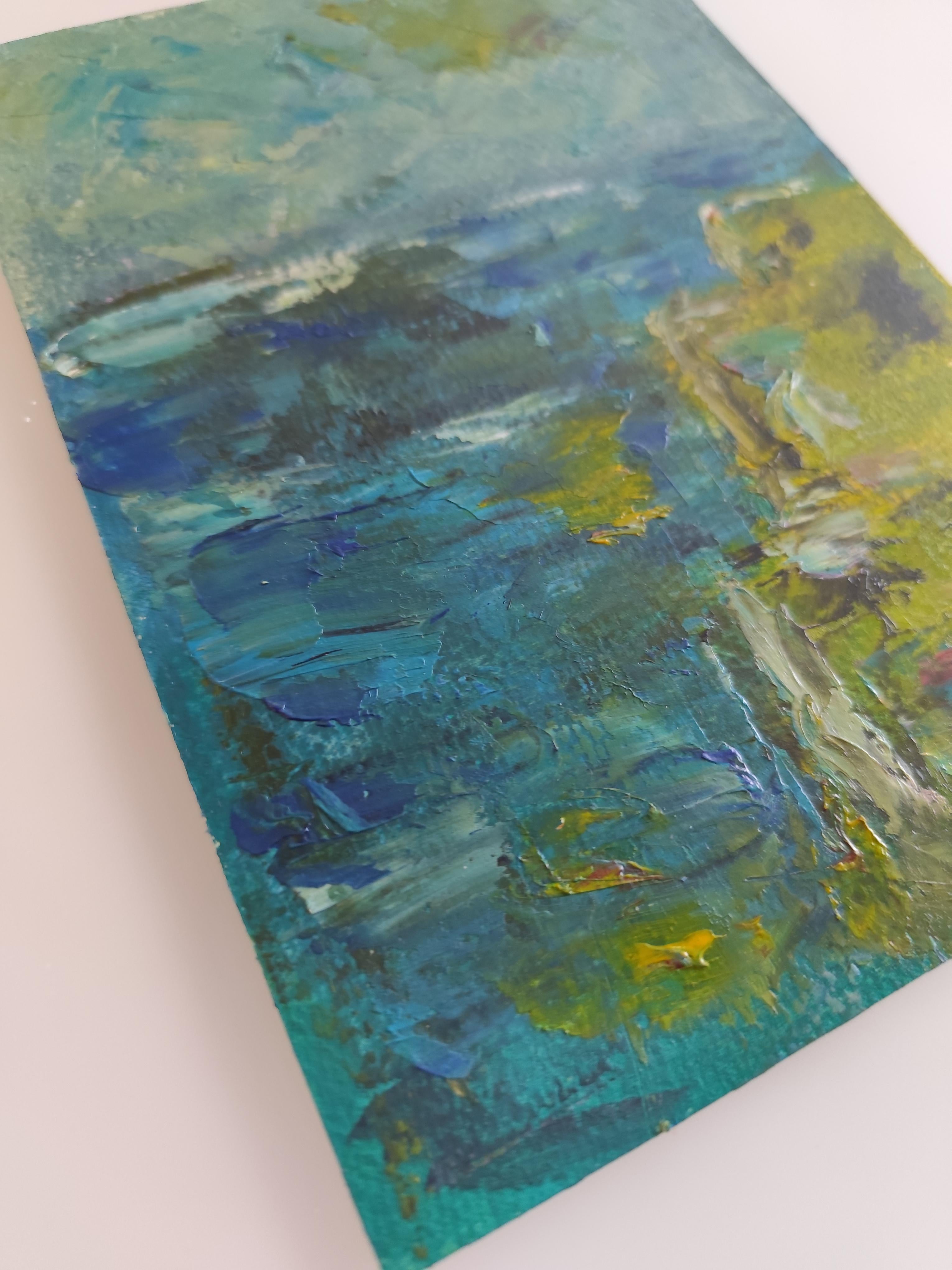 Cette peinture à l'huile abstraite contemporaine sur papier, intitulée 