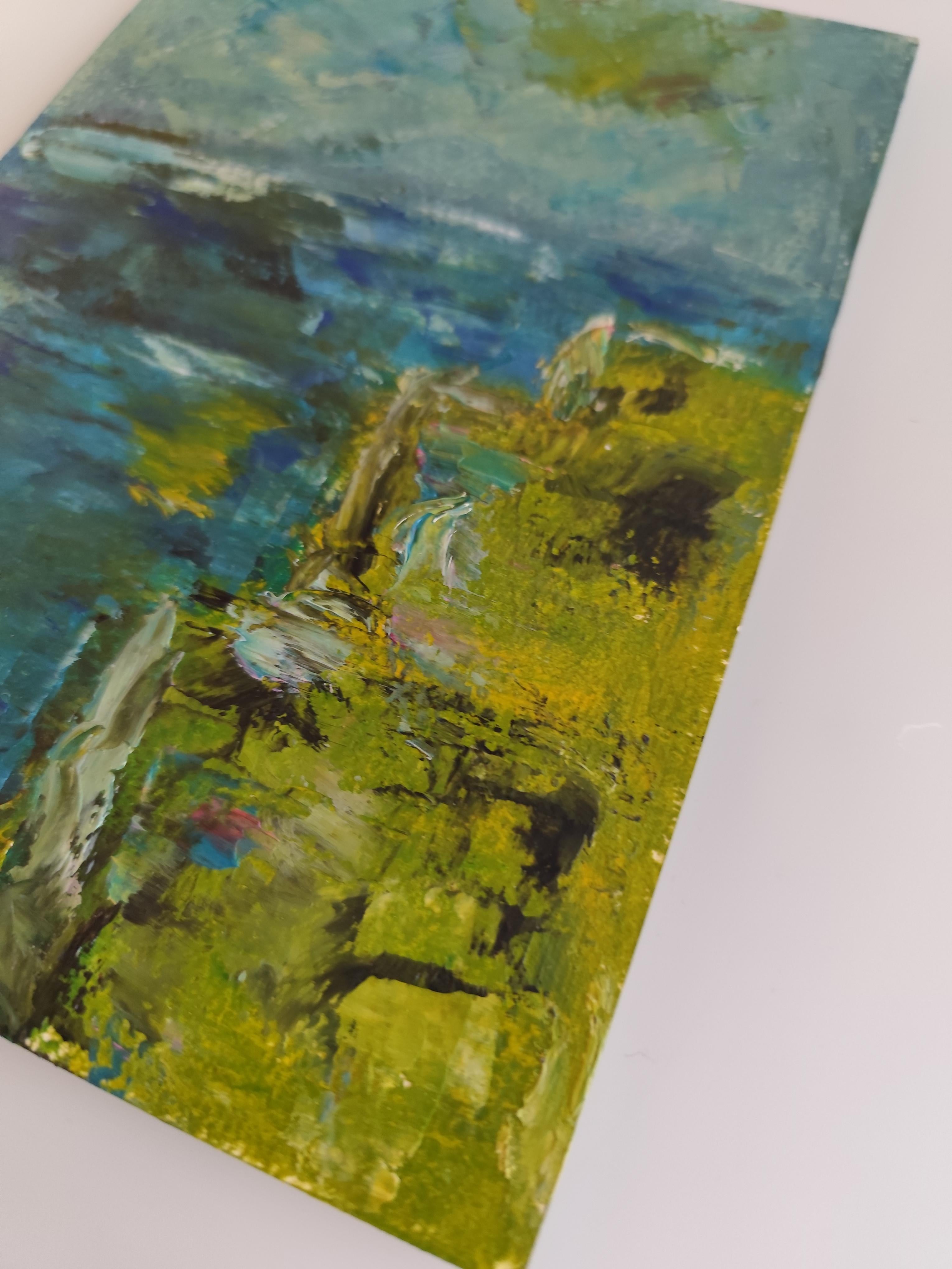 Peinture impressionniste contemporaine expressive de bord de mer 