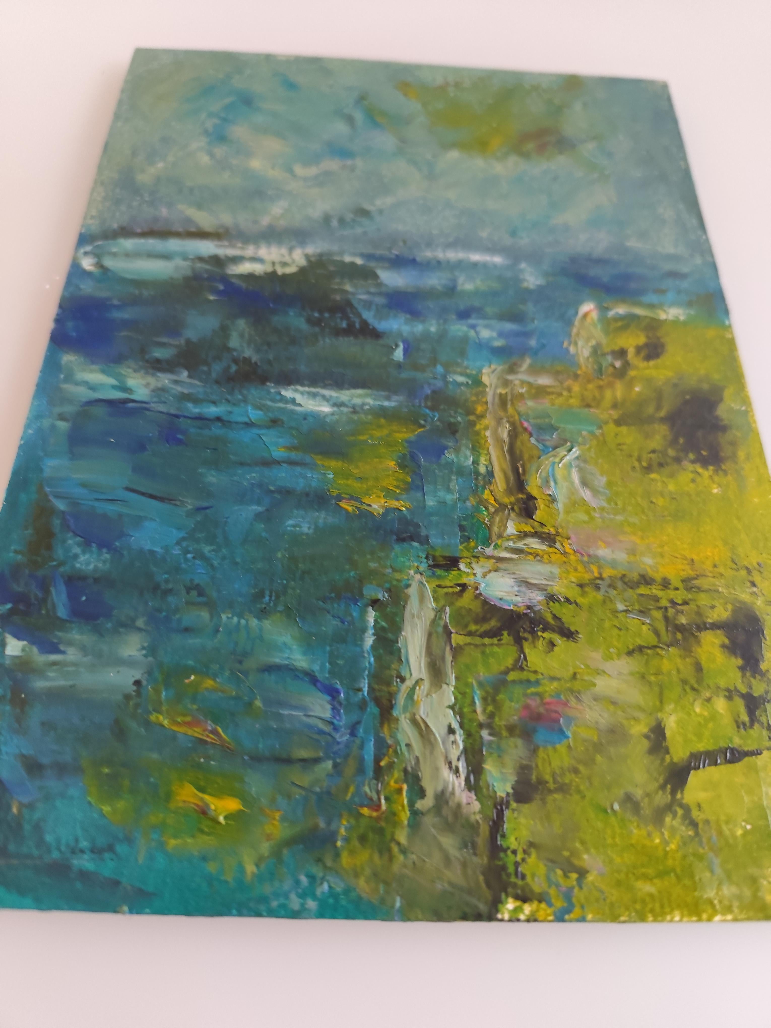 Peinture impressionniste contemporaine expressive de bord de mer 