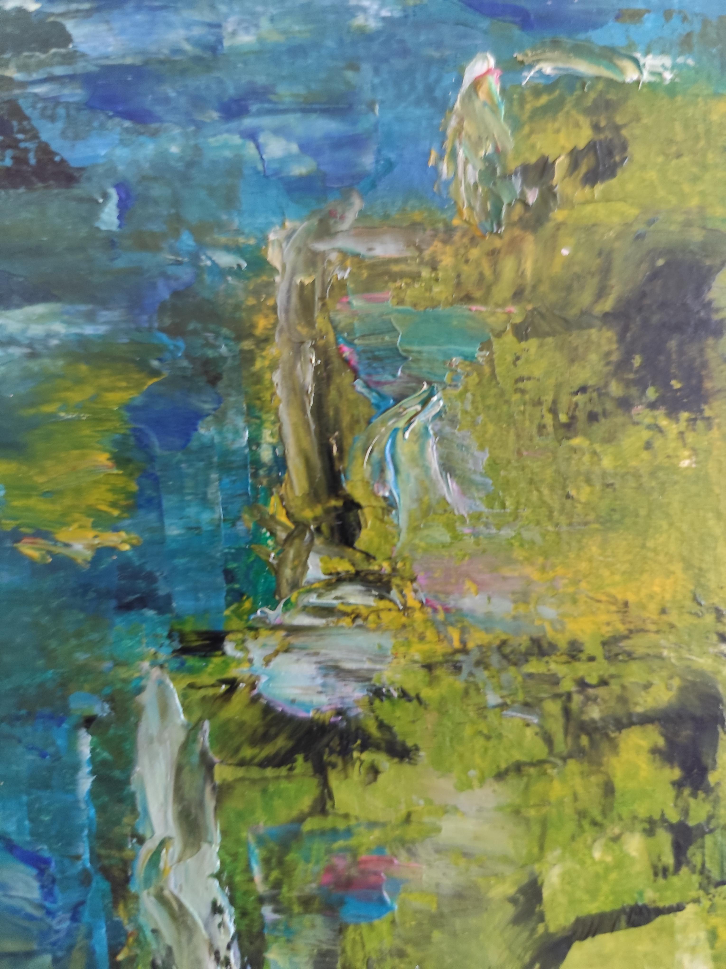 Peinture impressionniste contemporaine expressive de bord de mer 