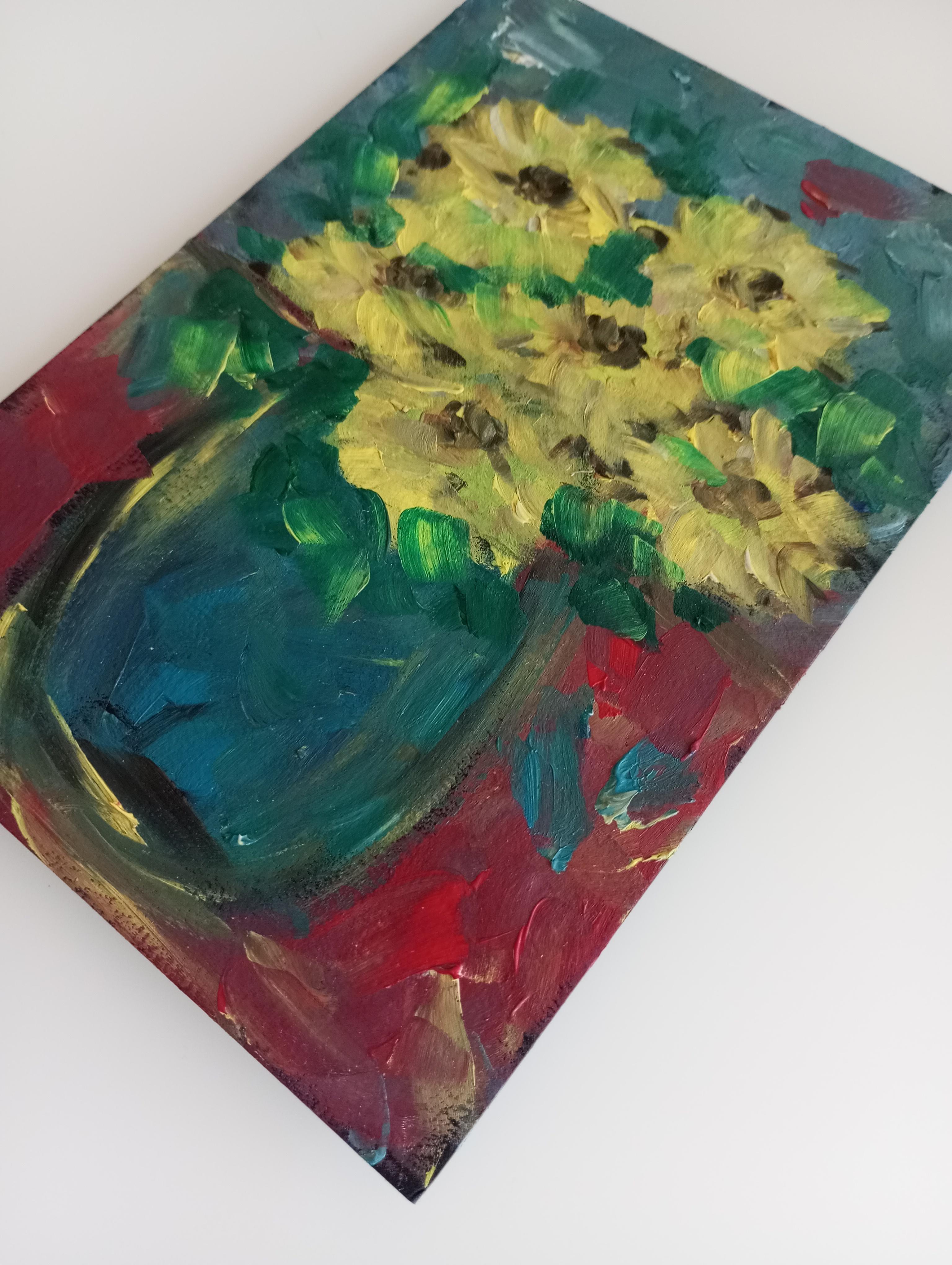 Una composición floral de girasoles inspirada en Vincent van Gogh, 