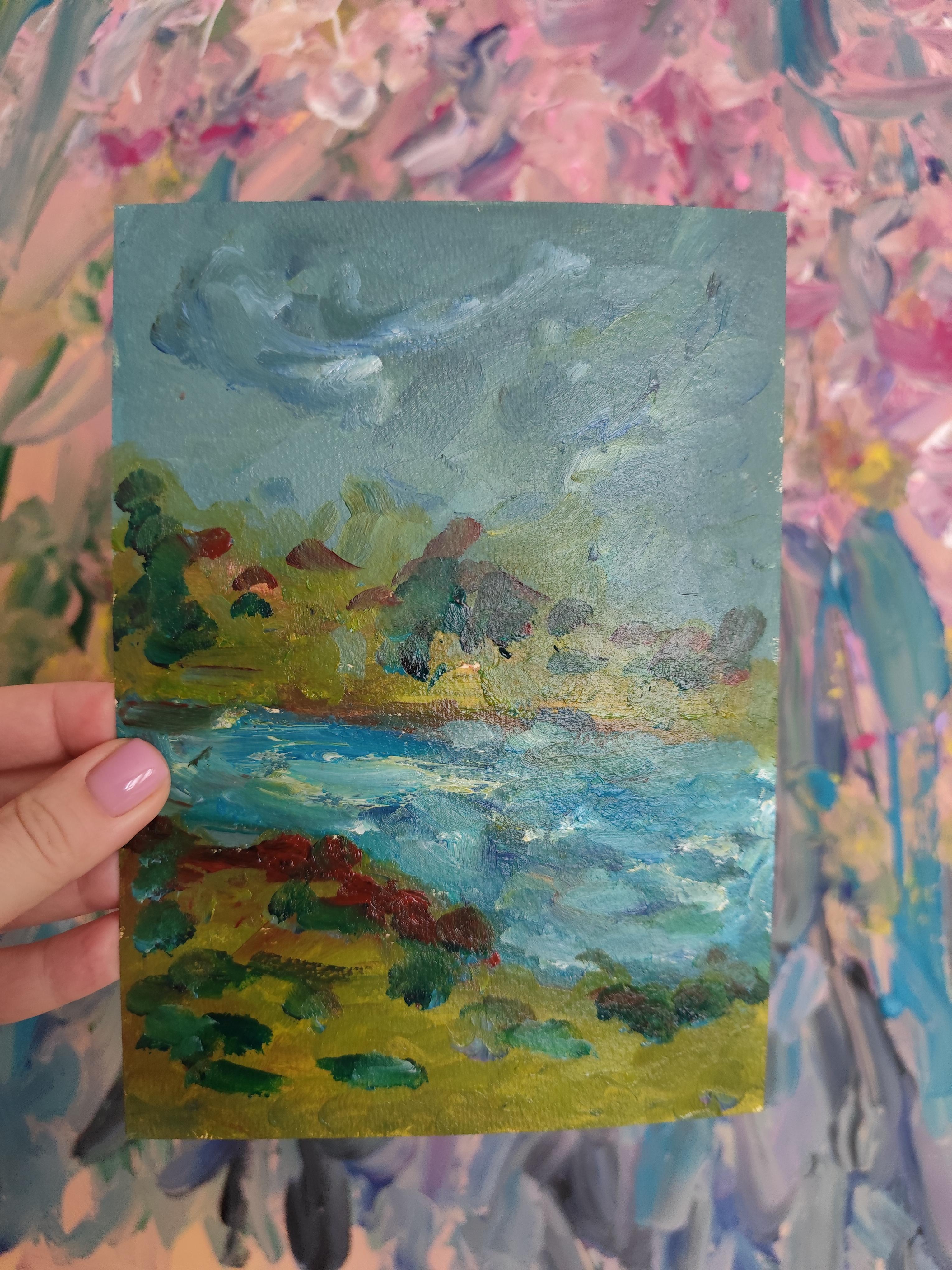 Pittura ad olio su carta 
