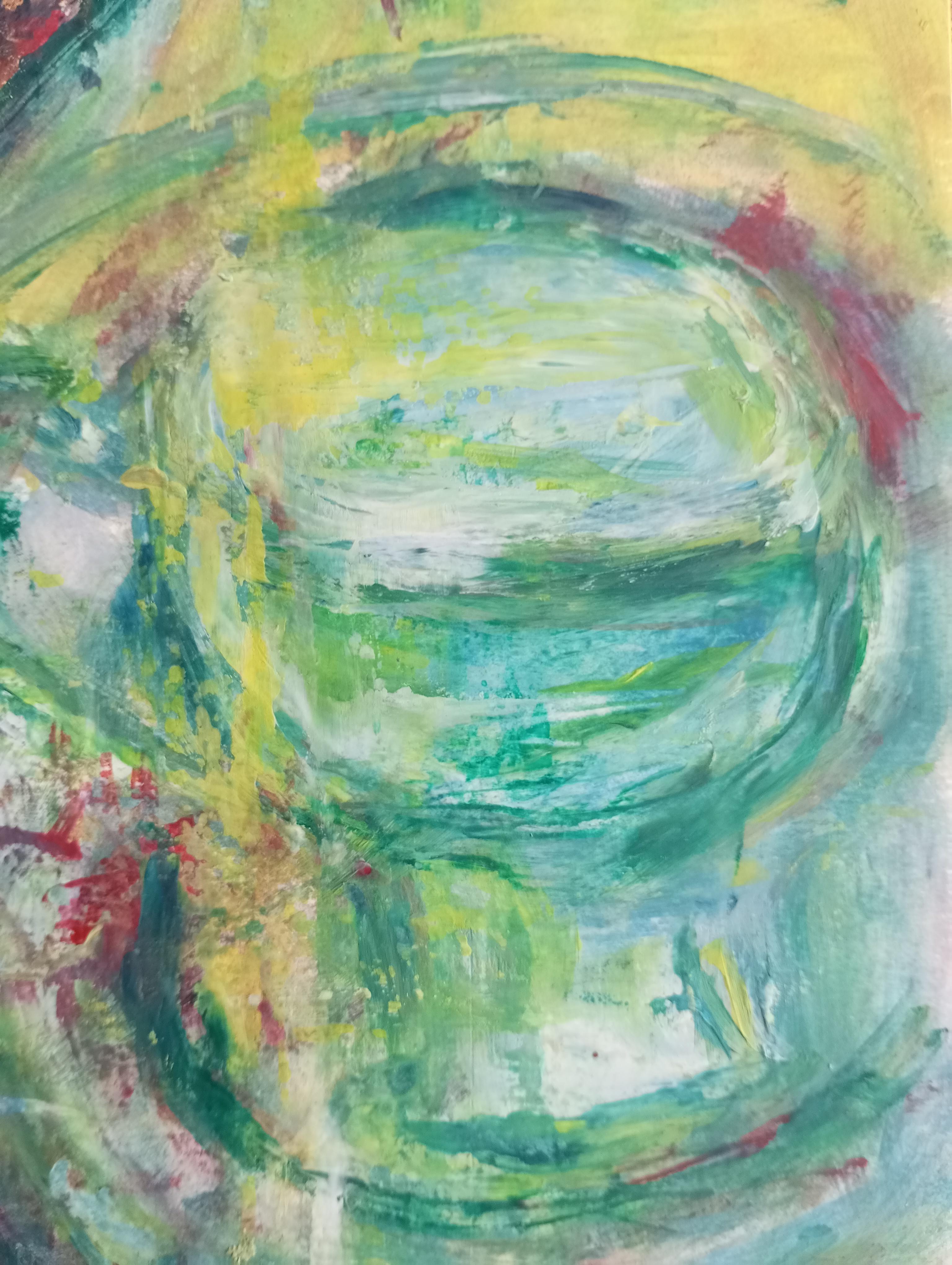 Questa natura morta contemporanea, che raffigura un tavolo su cui poggiano una tazza da tè, un piattino e una lattiera - resa in uno stile impressionista astratto con tocchi di espressionismo e Art Brut - è stata realizzata dall'artista francese