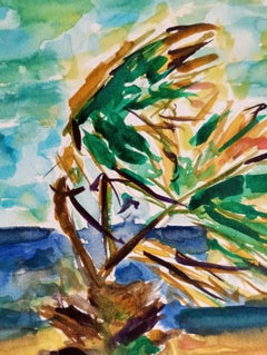 "Wind blown palm tree "