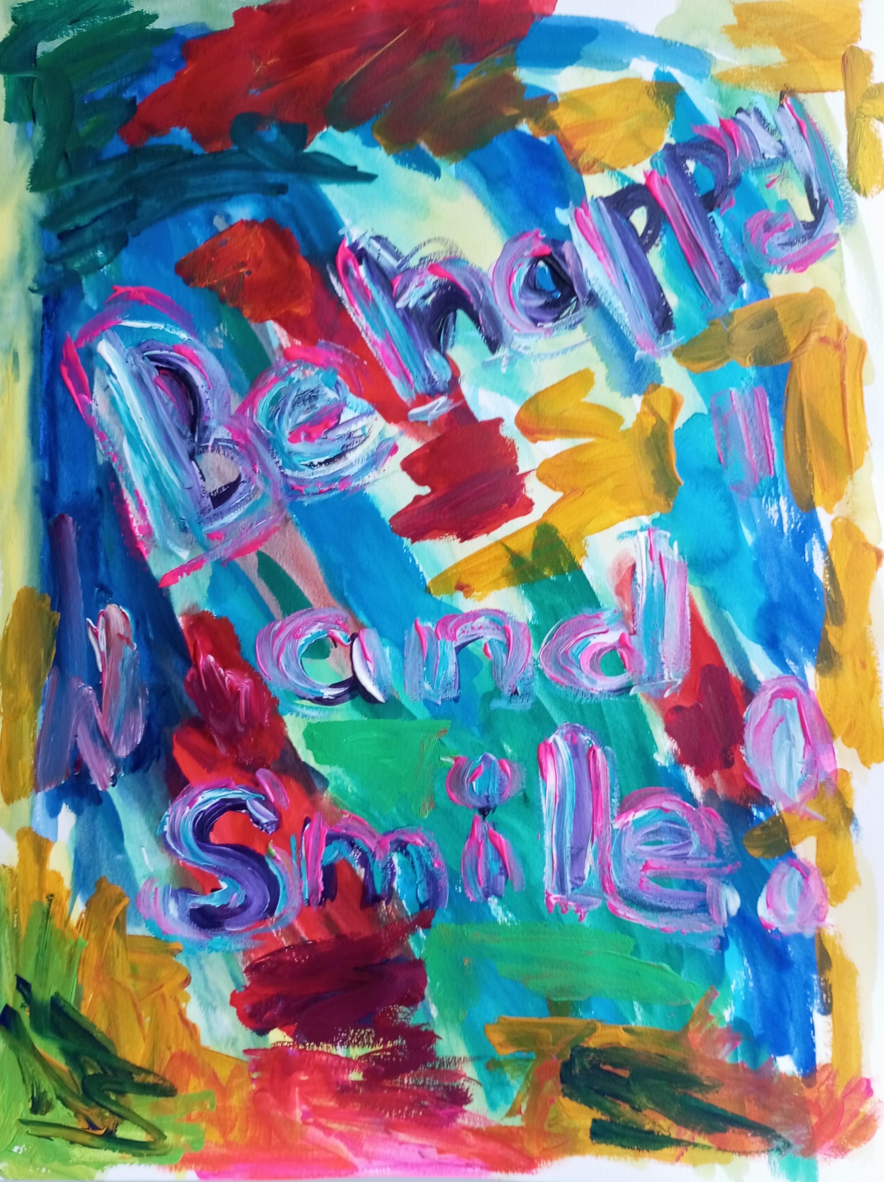 Natalya Mougenot  Abstract Drawing - "Be happy and smile"