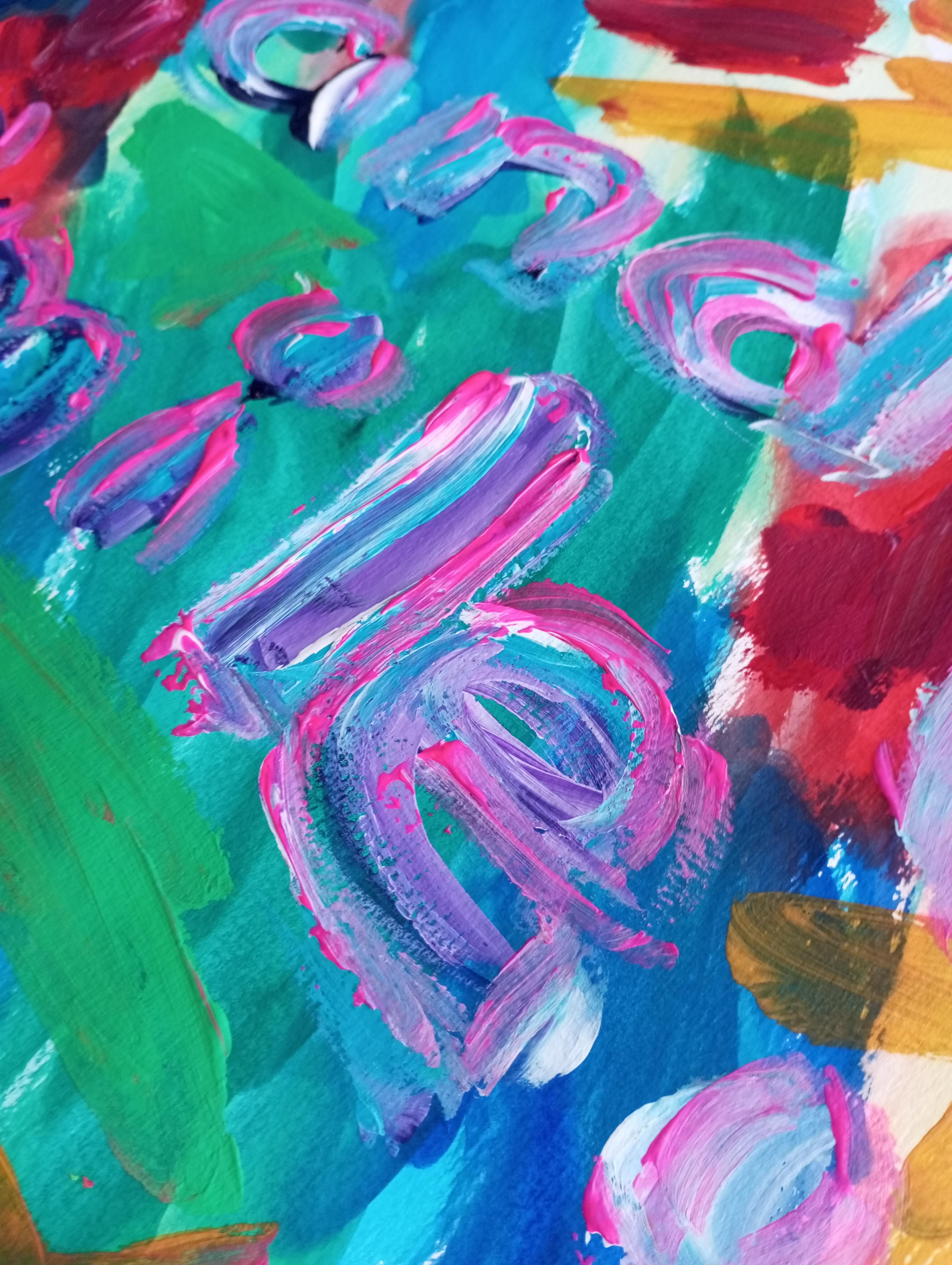 This vibrant expressive artwork makes part of my Abstract  Word Art series dedicated to  the expression of emotions and feelings. This one is called 