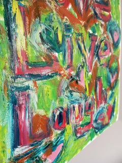 Love Live Laugh Oil Painting on Paper, Colorful Abstract, Unframed
