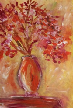 Bouquet of flowers in a vase "Love me tender" (impressionist painting on paper )