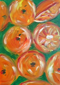 Contemporary impressionist expressive oil painting on paper  "Just oranges"
