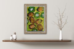 Contemporary original impressionist fruit oil painting on paper "Just Kiwi"