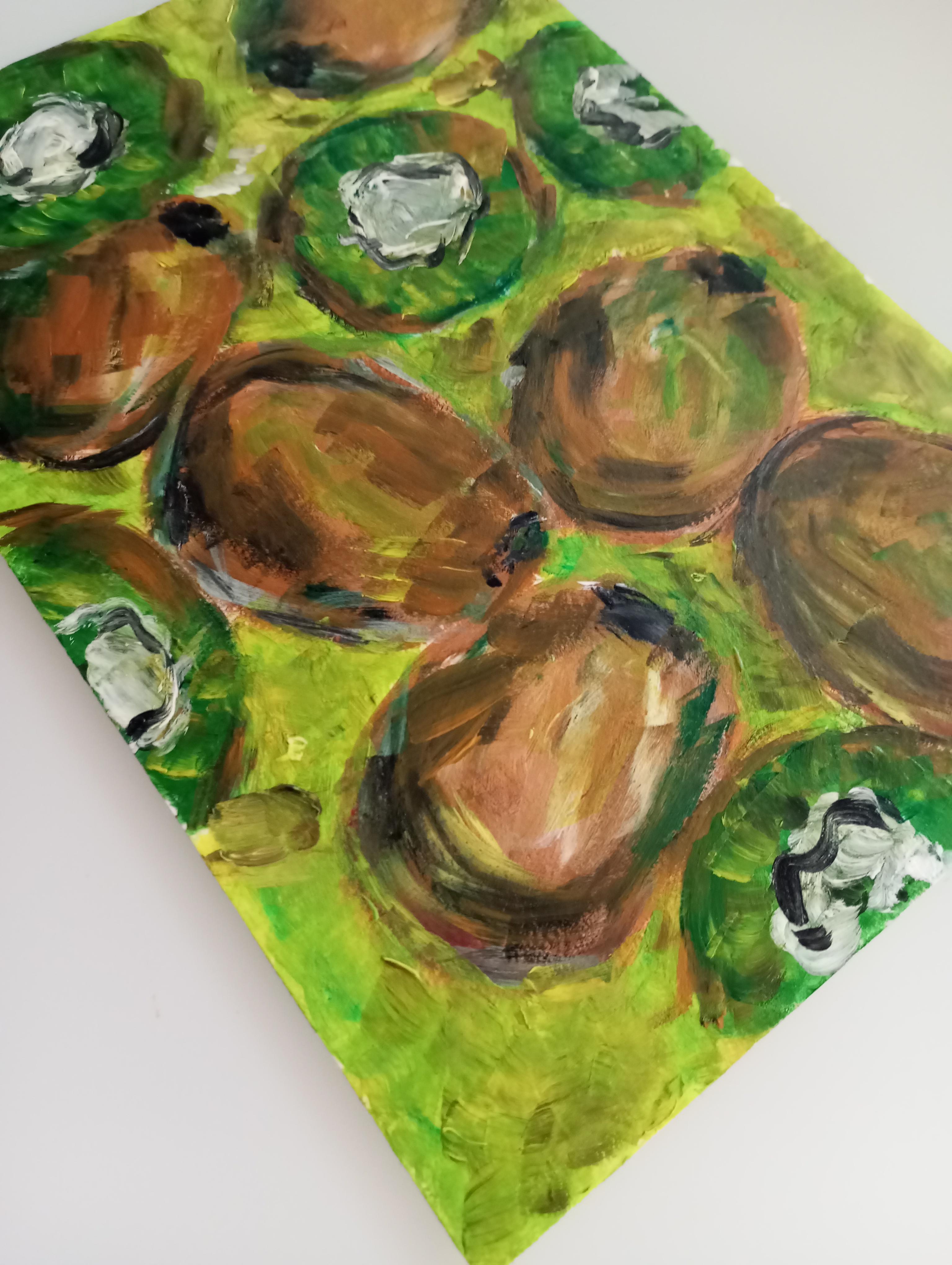 „Just kiwi“ kleines Ölgemälde auf Papier im Angebot 10