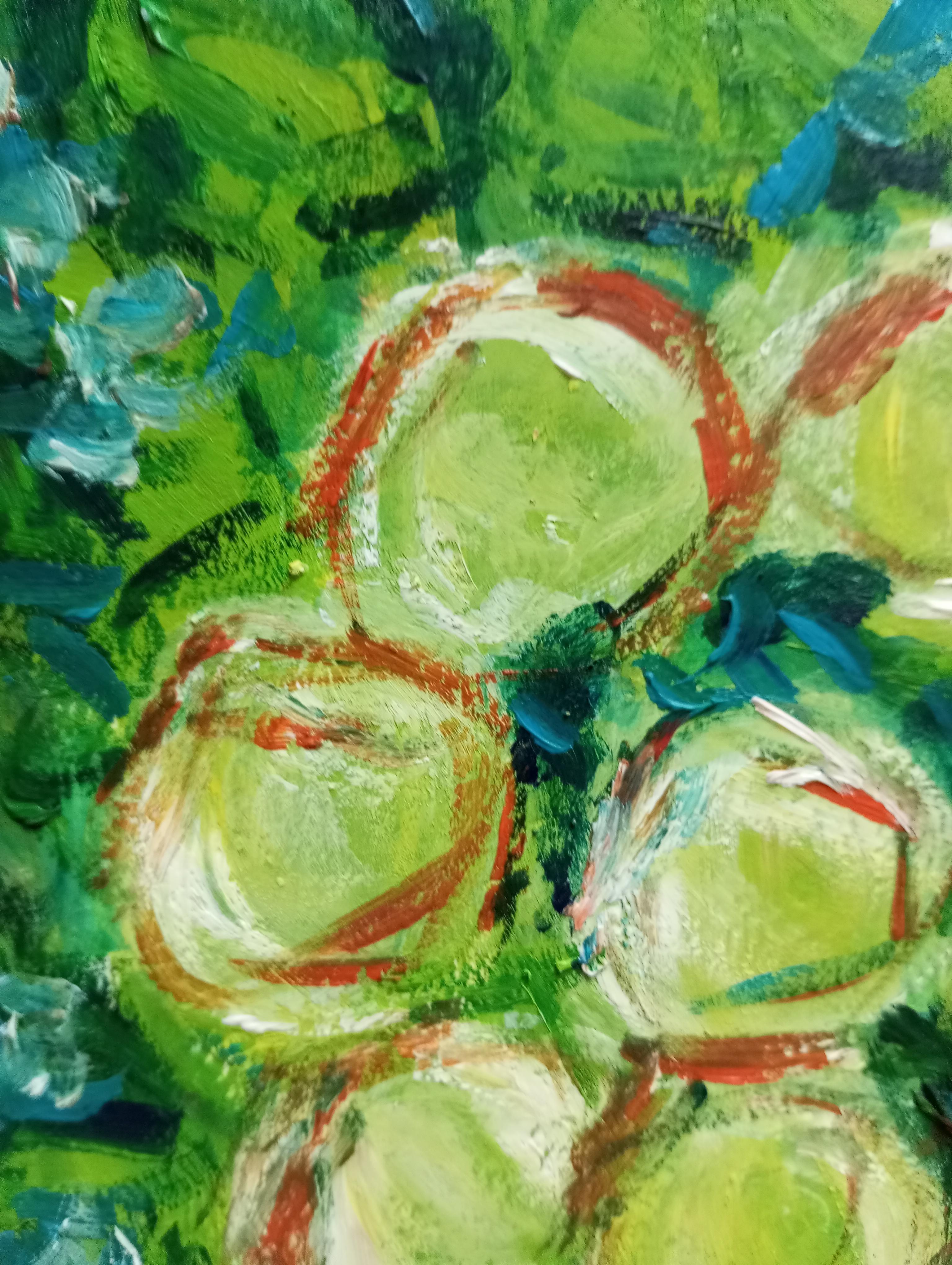 Peinture impressionniste contemporaine expressive à l'huile sur papier 