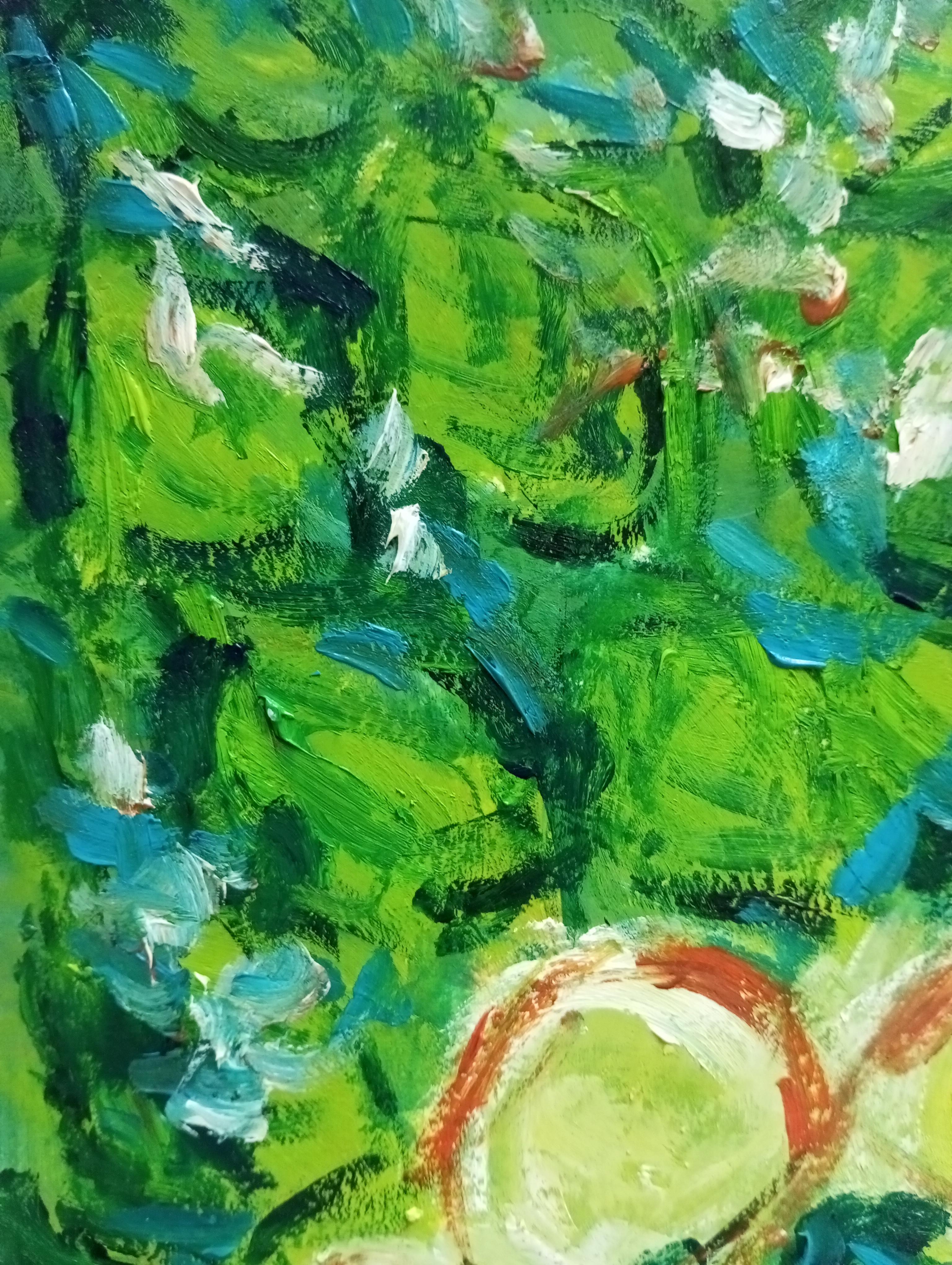 Peinture impressionniste contemporaine expressive à l'huile sur papier 