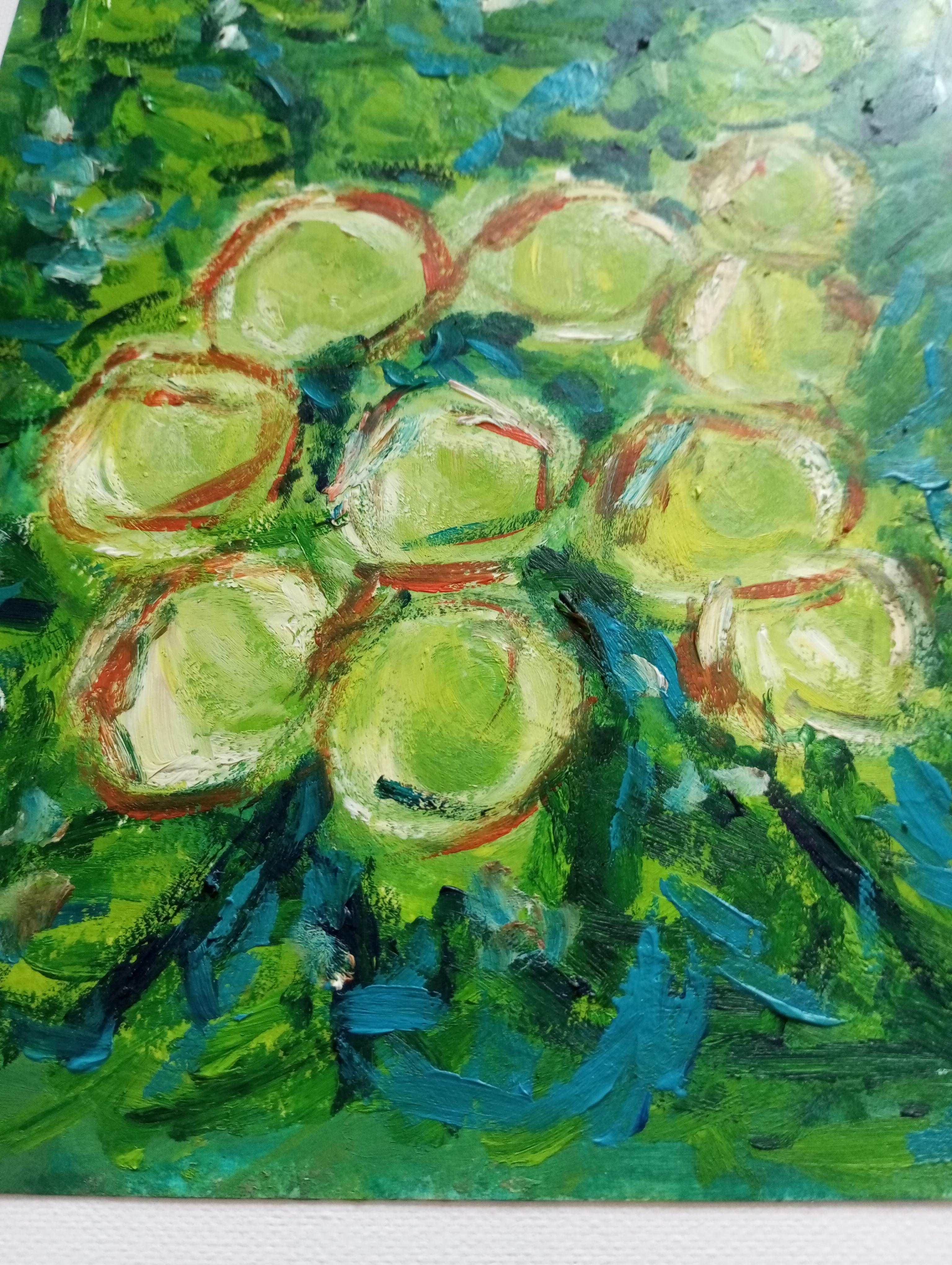 Peinture impressionniste contemporaine expressive à l'huile sur papier 