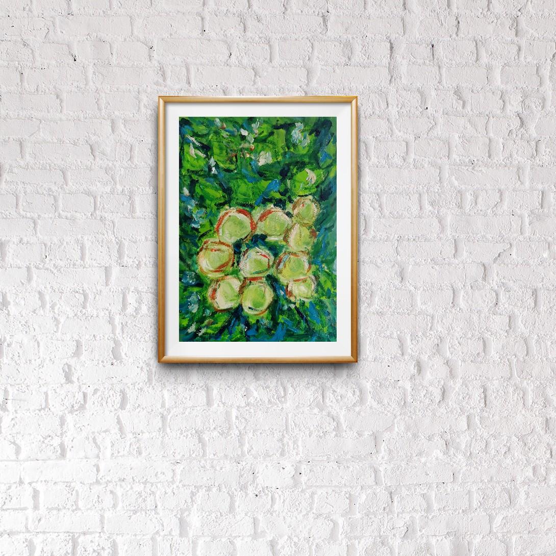 Peinture impressionniste contemporaine expressive à l'huile sur papier 