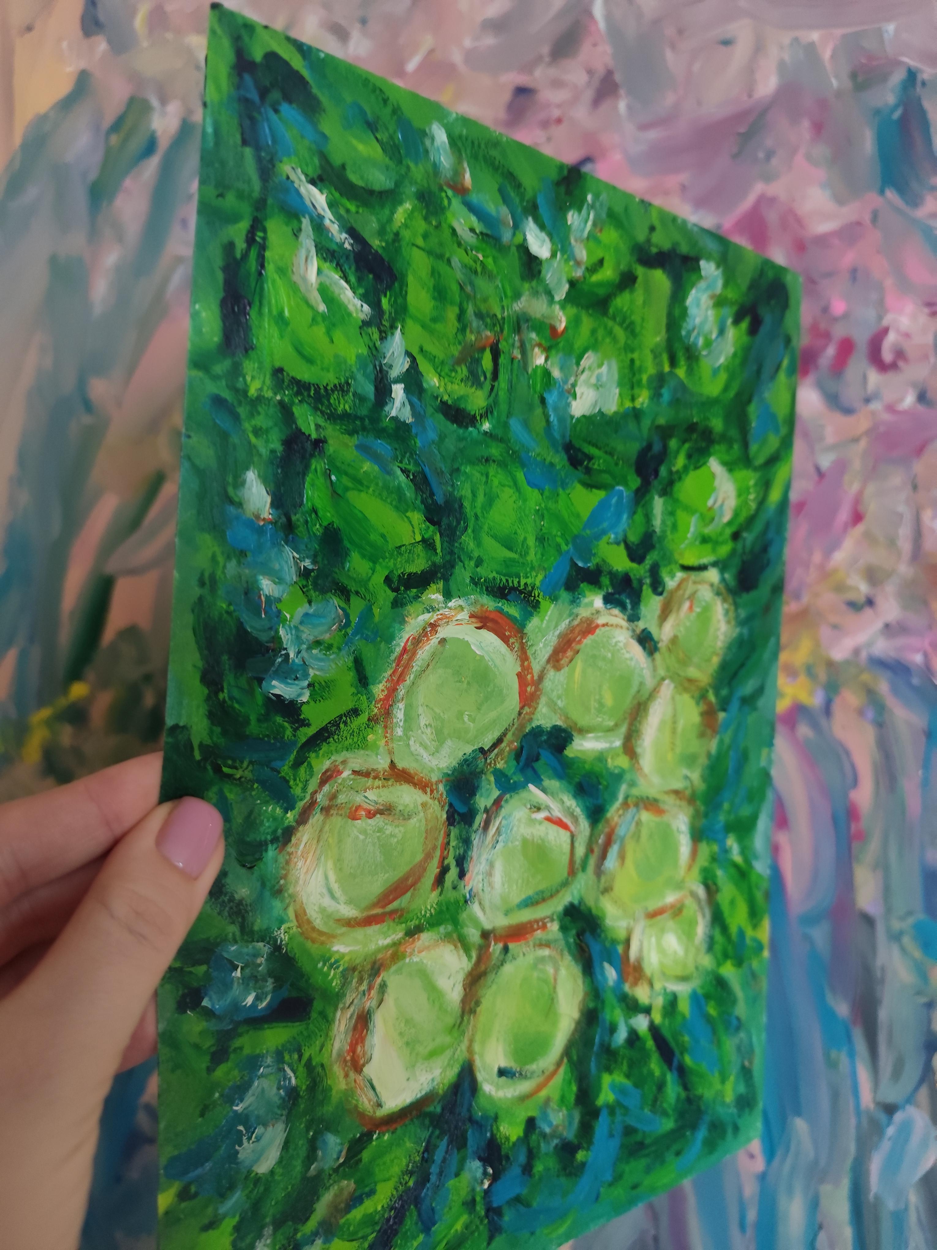 Peinture impressionniste contemporaine expressive à l'huile sur papier 