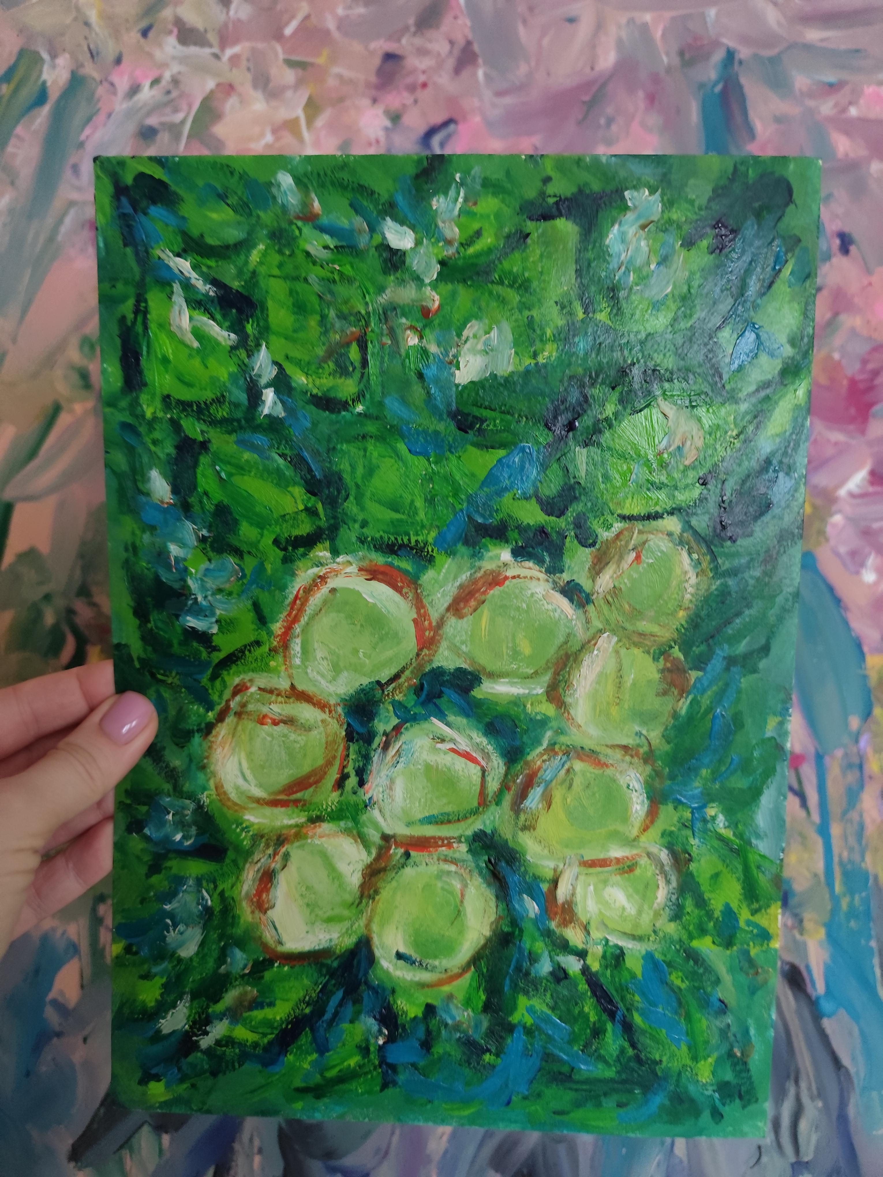 Peinture impressionniste contemporaine expressive à l'huile sur papier 