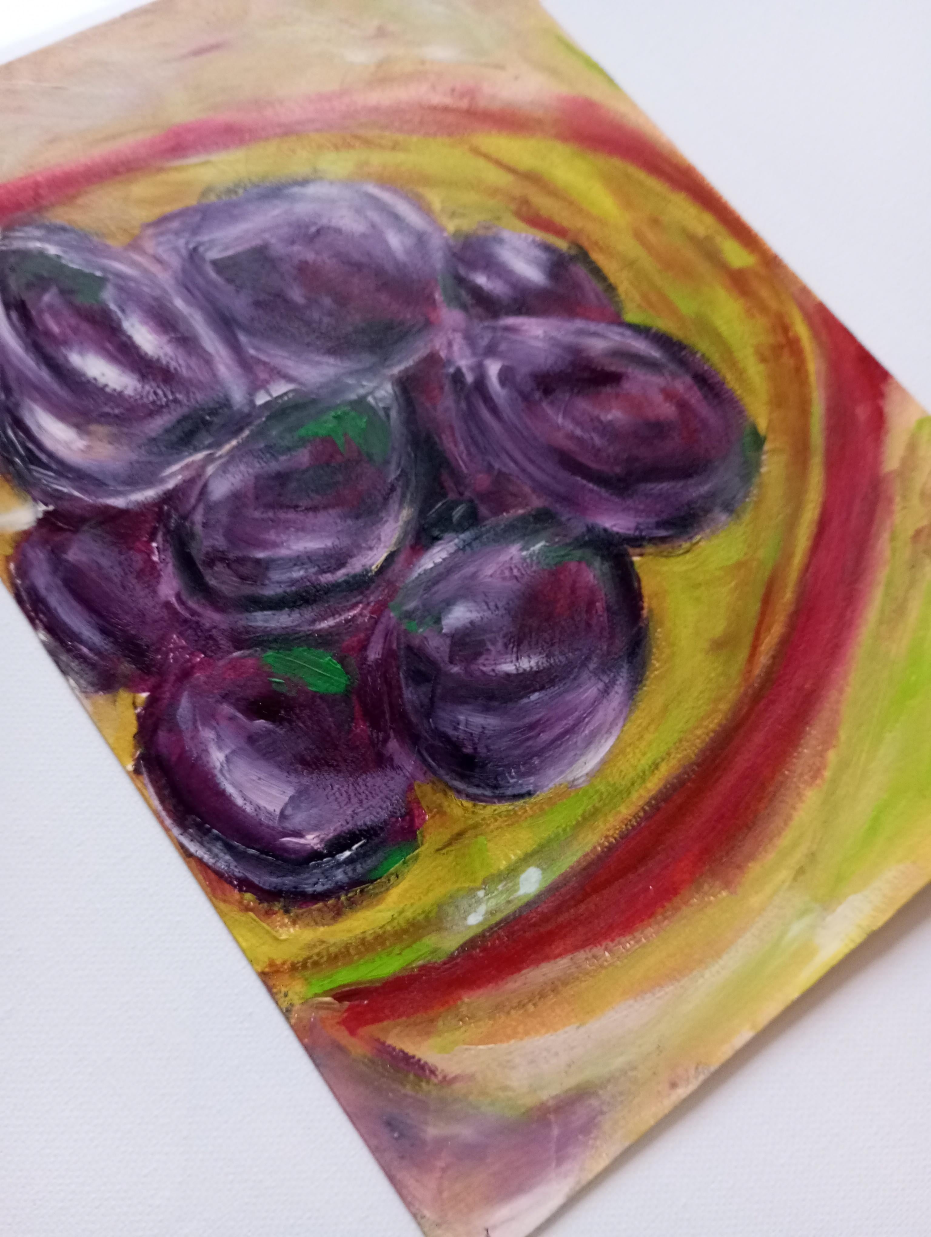 Pintura al óleo impresionista contemporánea vívida y expresiva de higos 