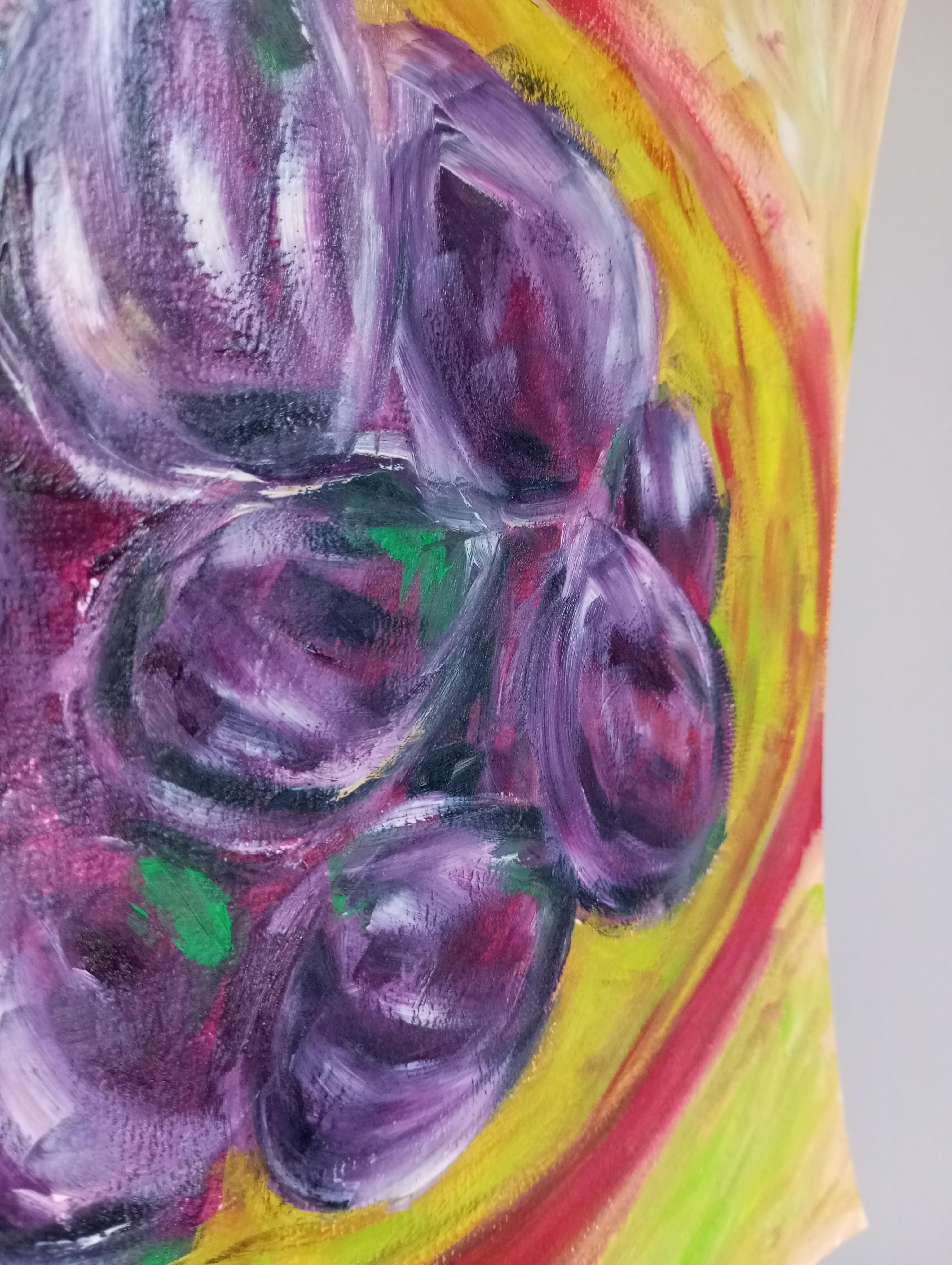 Pintura al óleo impresionista contemporánea vívida y expresiva de higos 