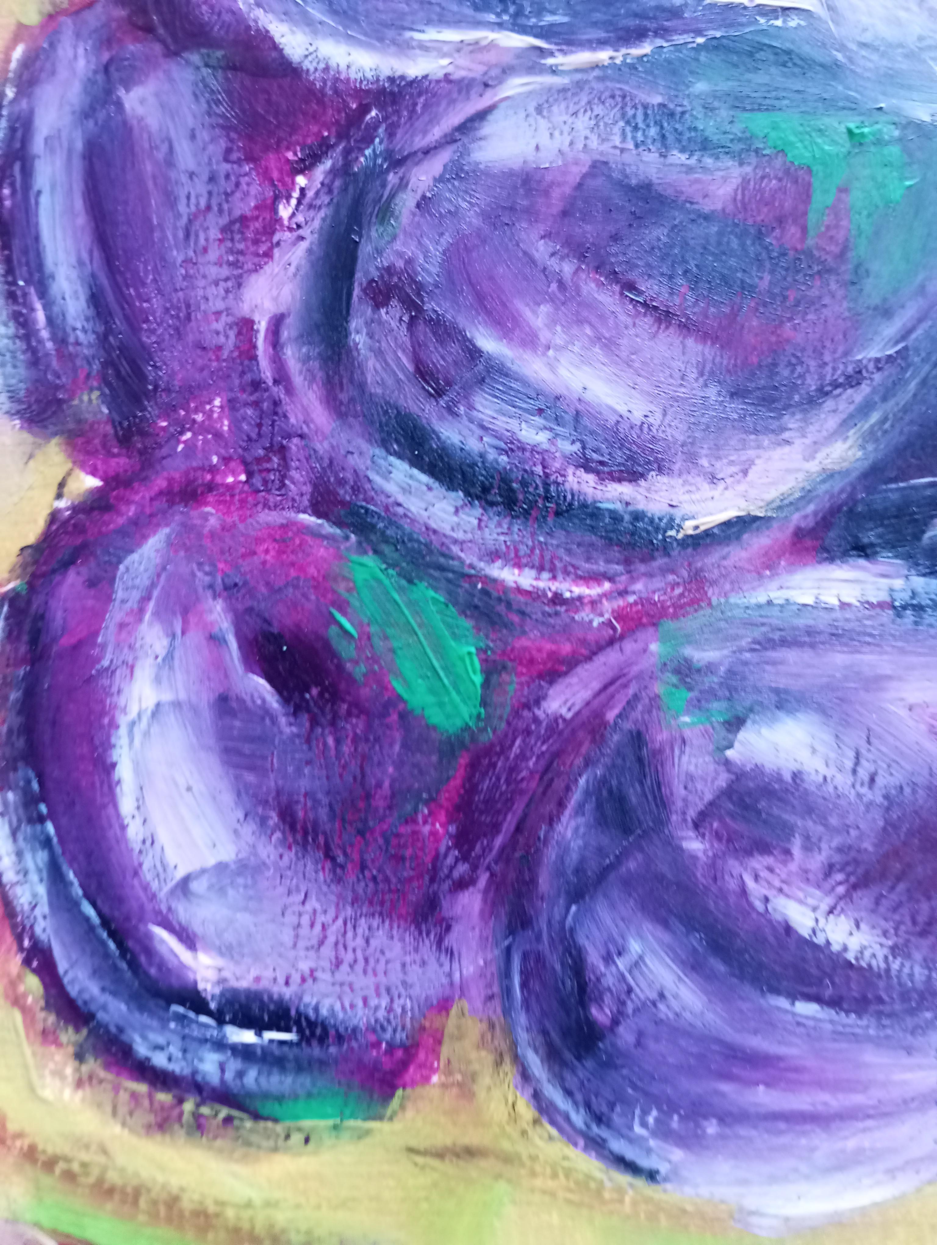 Pintura al óleo impresionista contemporánea vívida y expresiva de higos 
