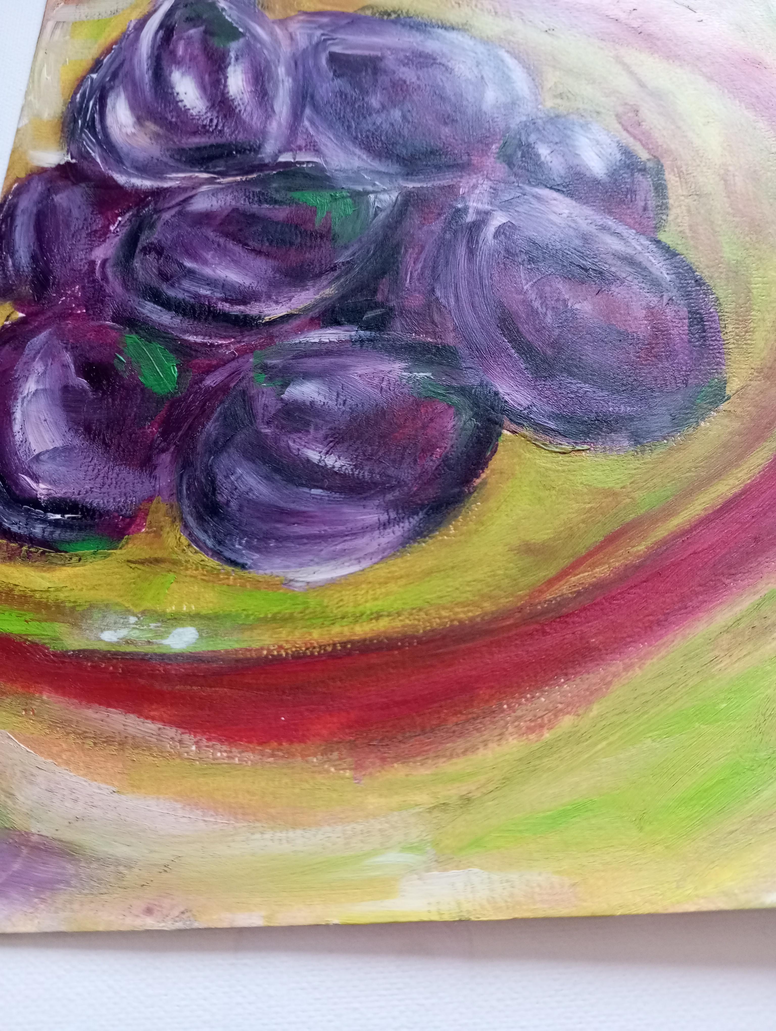 Pintura al óleo impresionista contemporánea vívida y expresiva de higos 