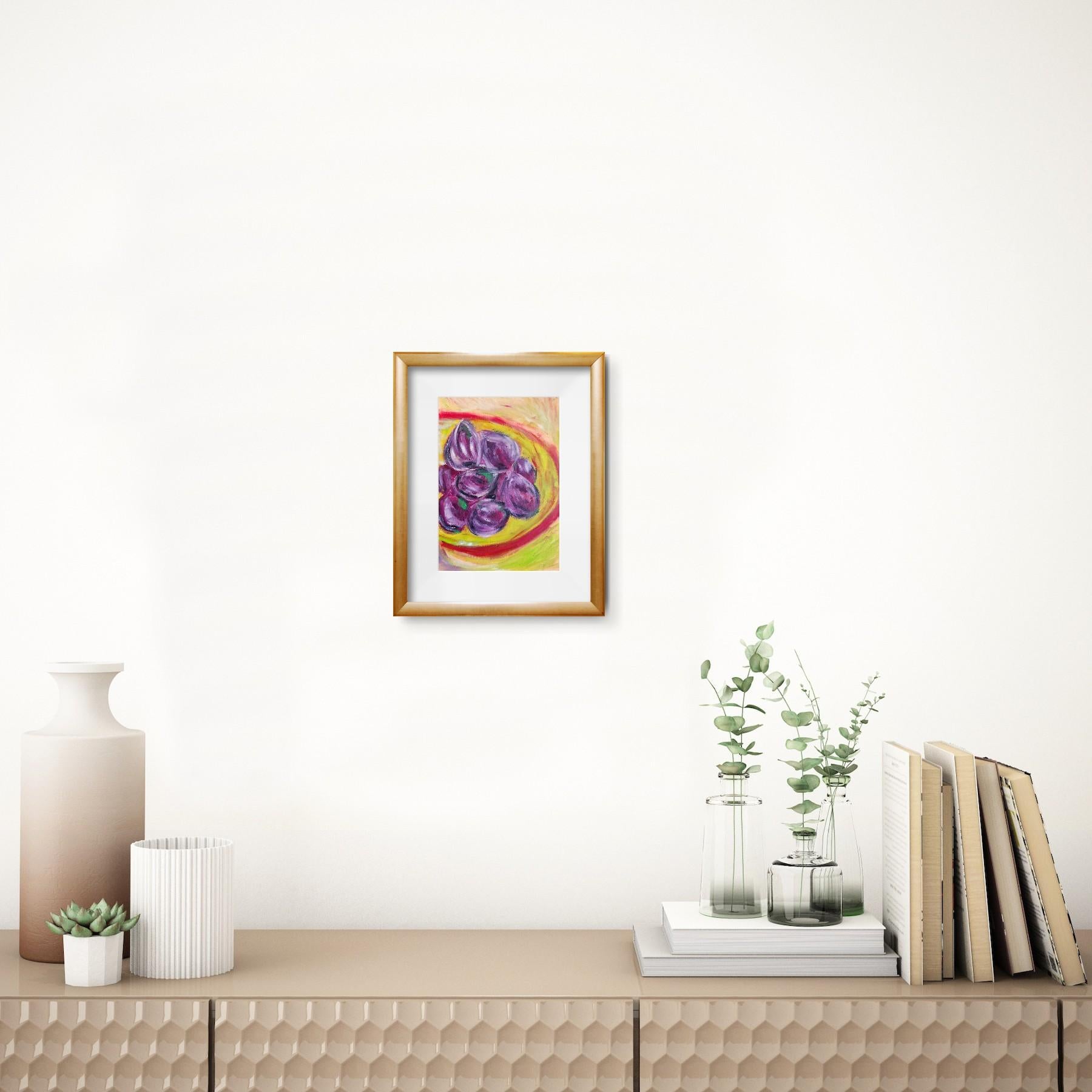 Pintura al óleo impresionista contemporánea vívida y expresiva de higos 