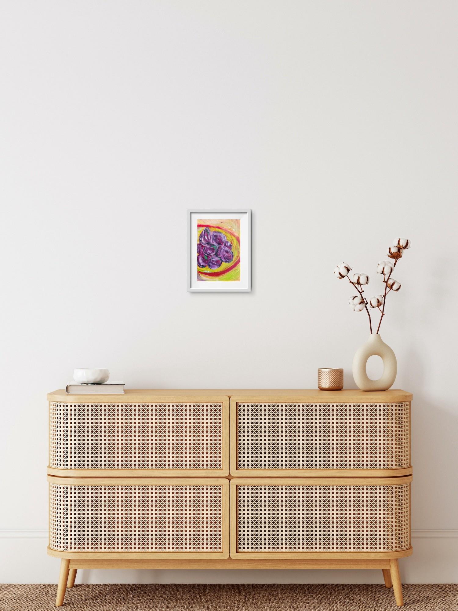 Pintura al óleo impresionista contemporánea vívida y expresiva de higos 