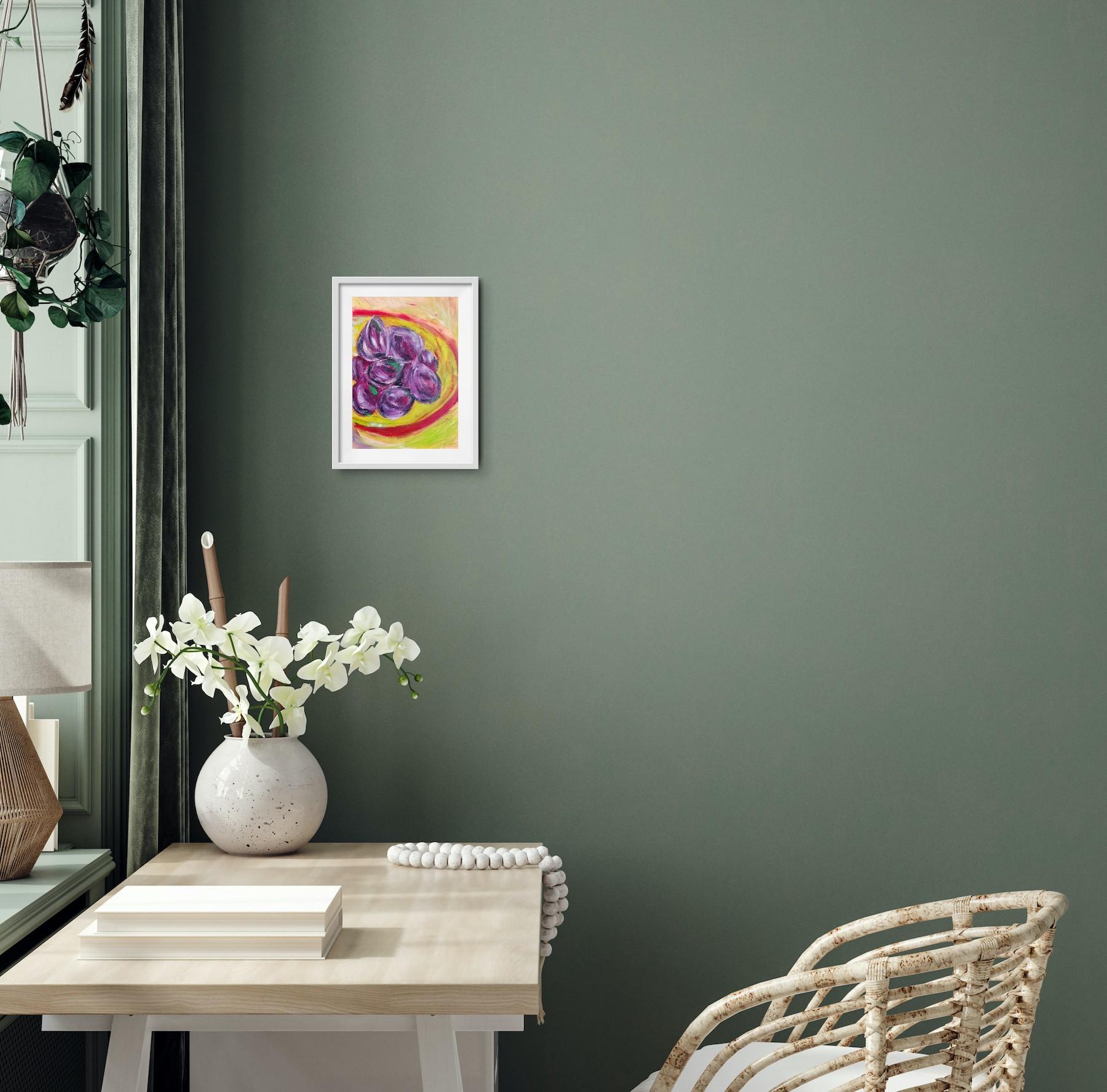 Pintura al óleo impresionista contemporánea vívida y expresiva de higos 