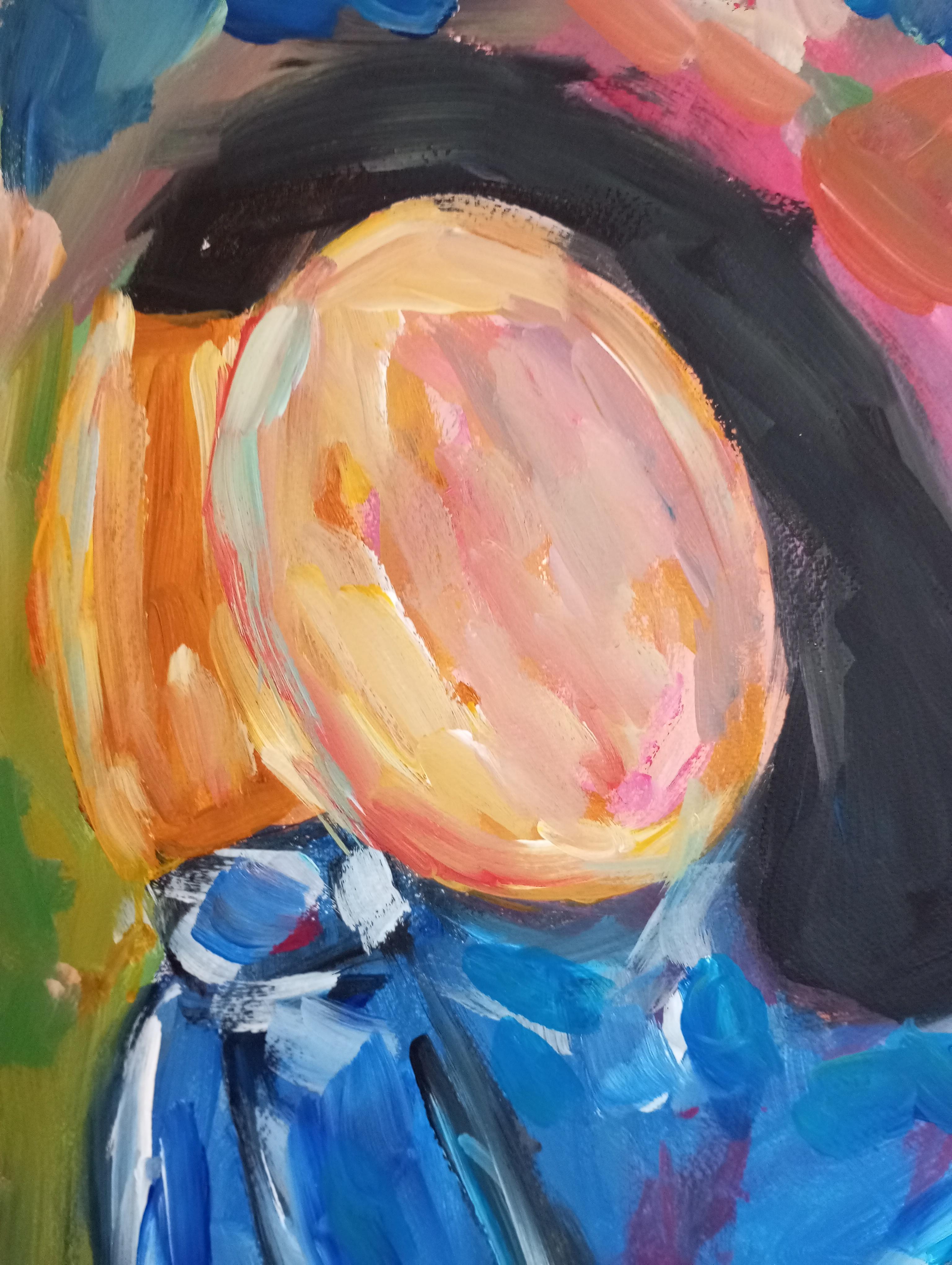 Retrato contemporáneo abstracto figurativo acrílico de mujer sobre papel 