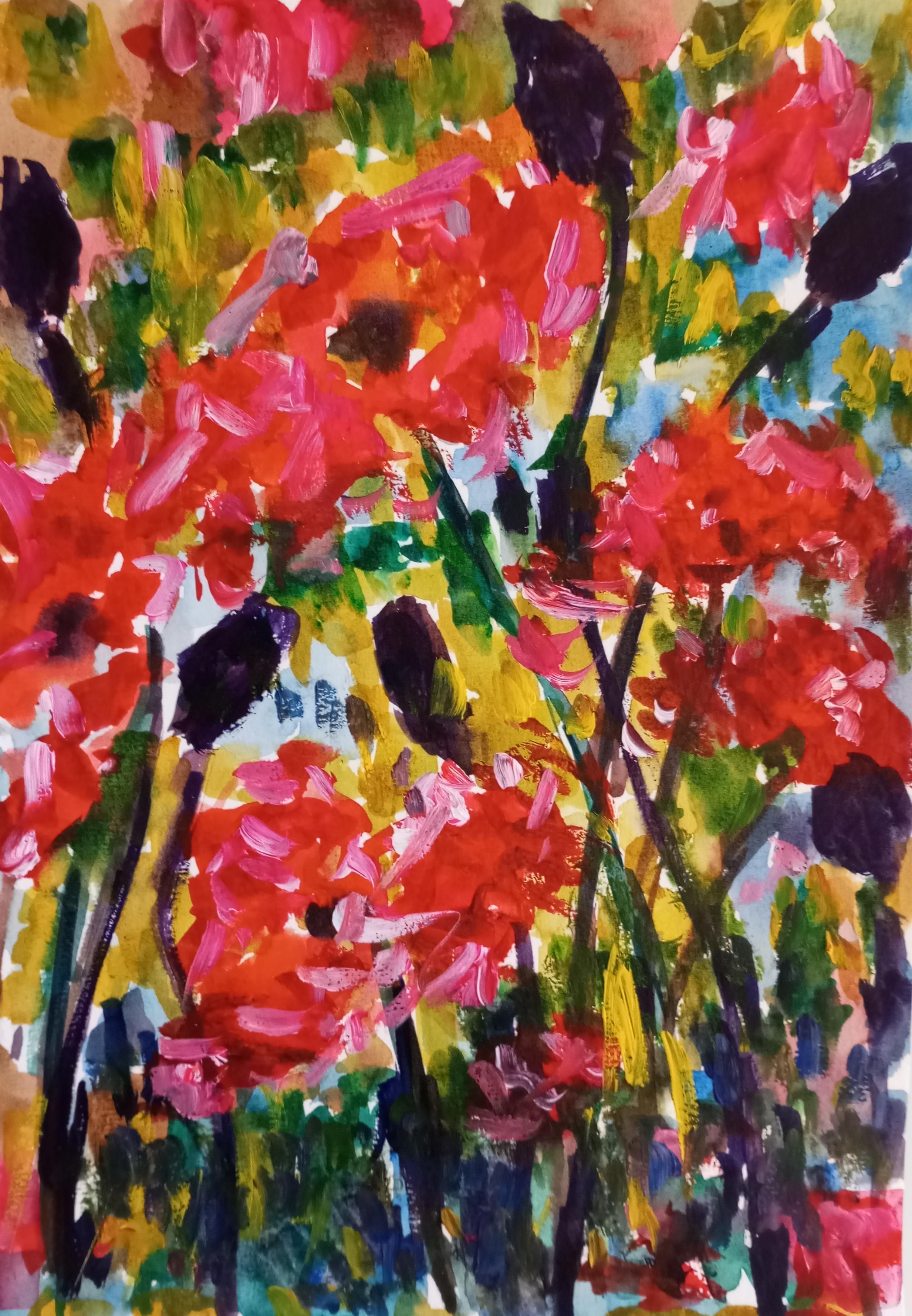 Natalya Mougenot  Abstract Drawing - "Wonderful floral glow"