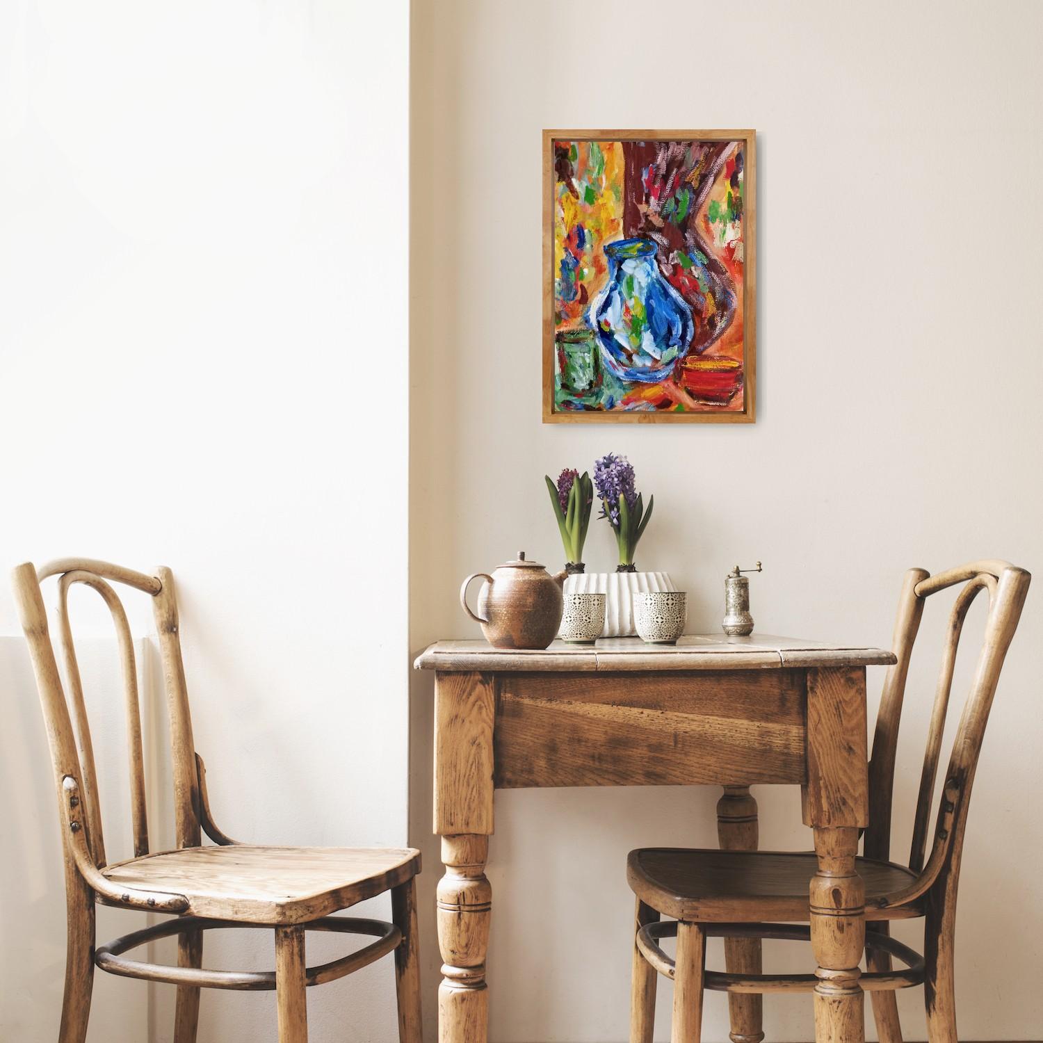 
Dans ma pratique artistique, j'aime utiliser des couleurs vives qui contrastent audacieusement avec les couleurs complémentaires, ce qui me permet d'obtenir des compositions et des structures originales et inhabituelles.

L'objectif de cette œuvre
